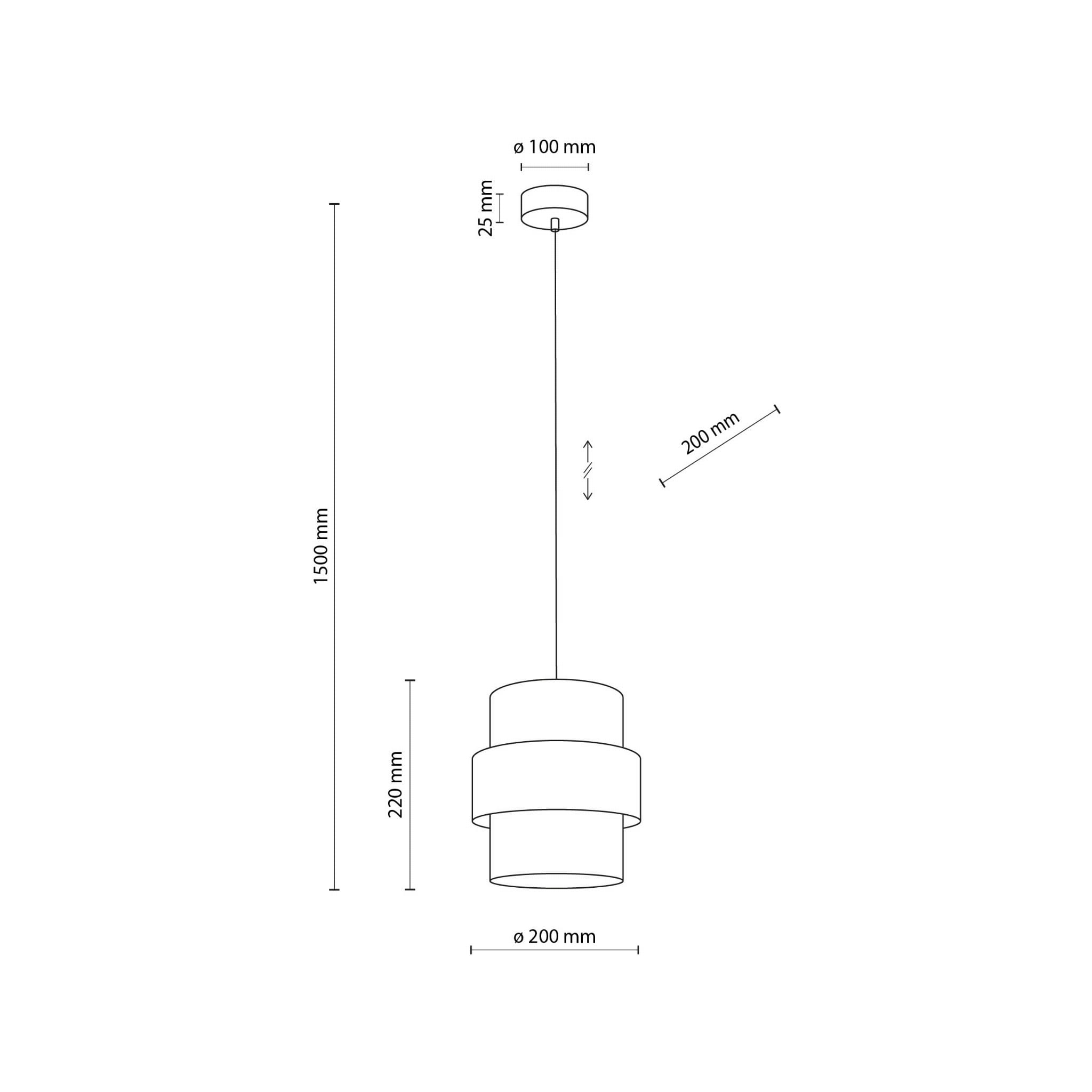 Lampa wisząca abażur materiałowy tuba czarna TK Lighting Calisto 5306 1x15W E27