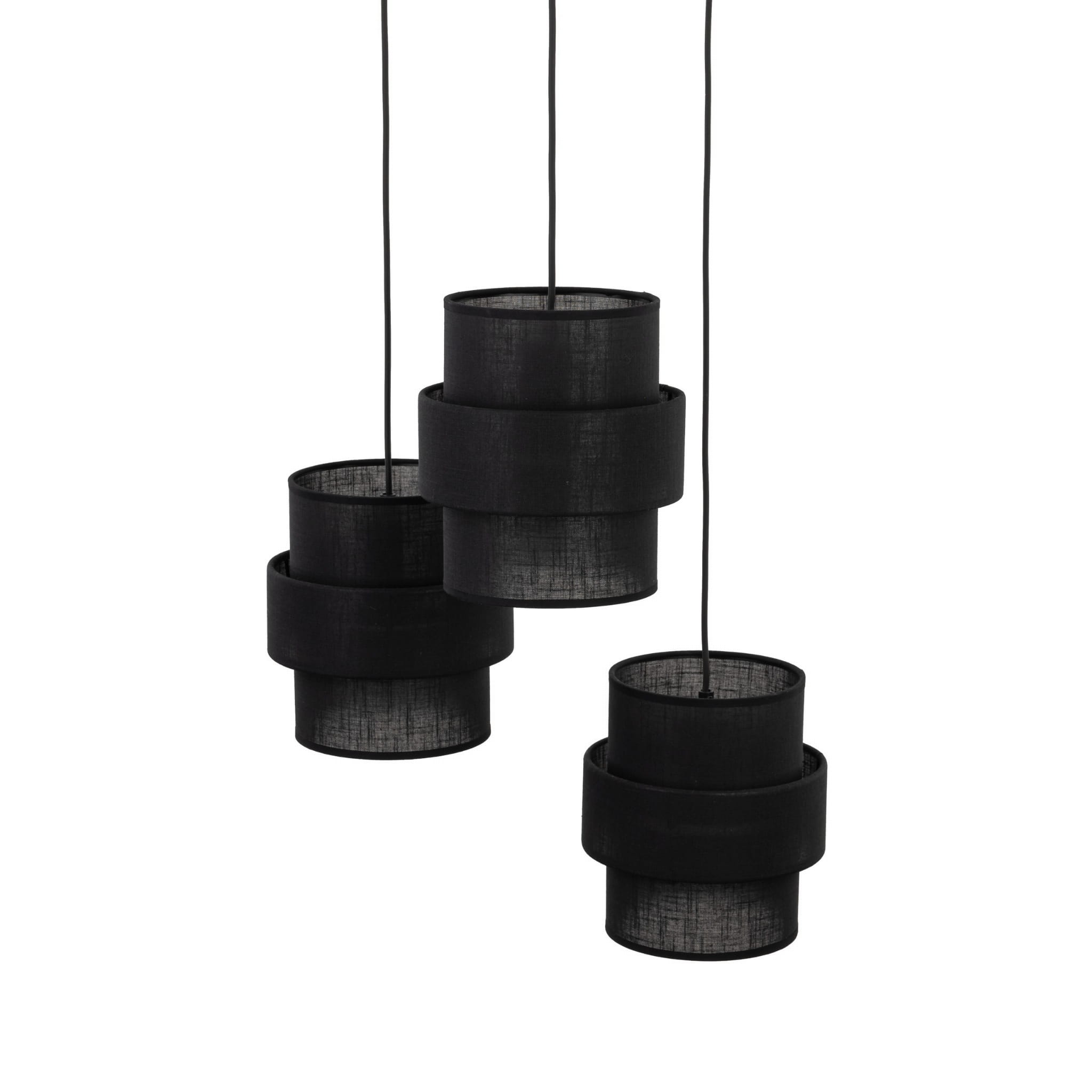 Lampa wisząca długa do salonu abażur materiałowy tuba czarna TK Lighting Calisto 5981 3x15W E27