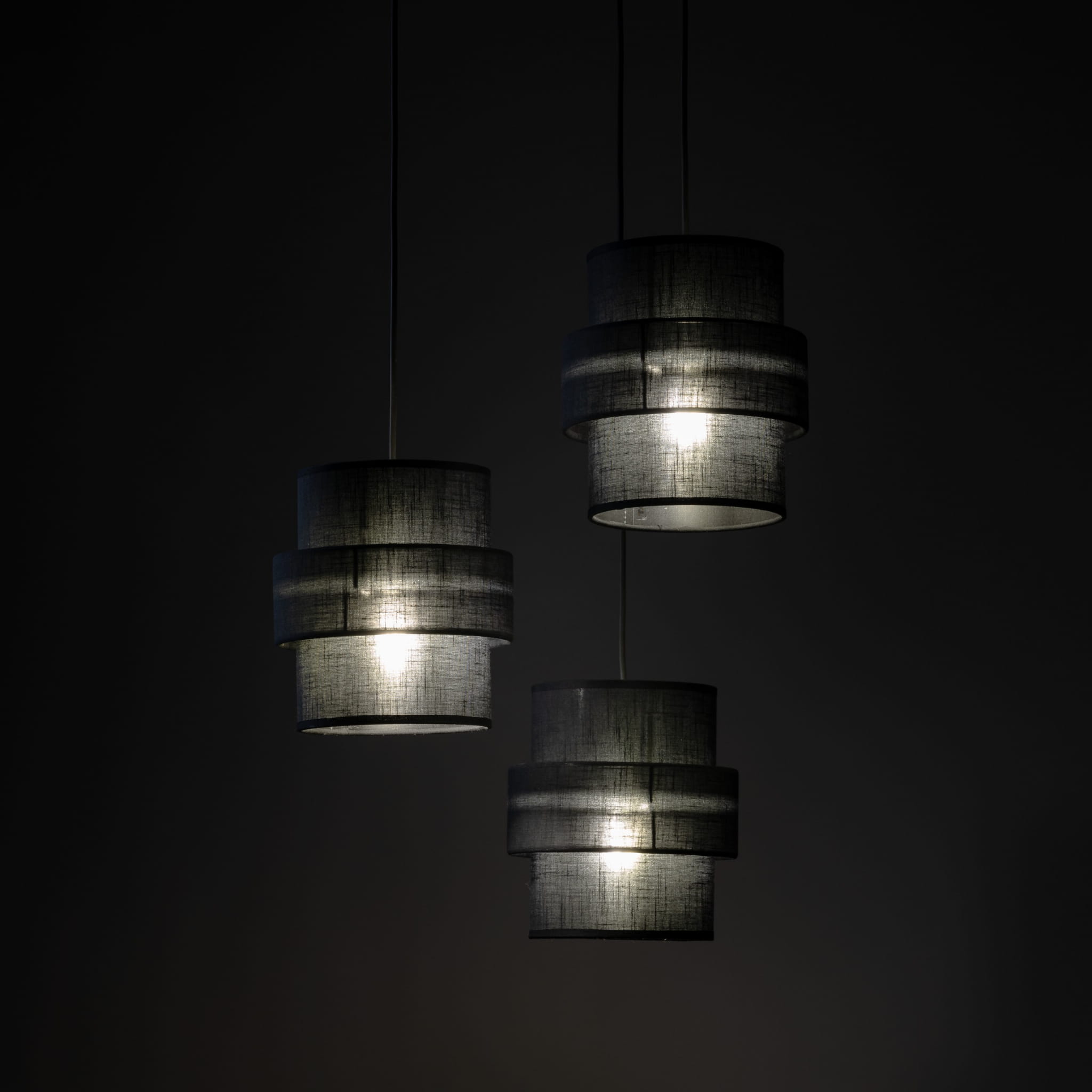 Lampa wisząca długa do salonu abażur materiałowy tuba czarna TK Lighting Calisto 5981 3x15W E27