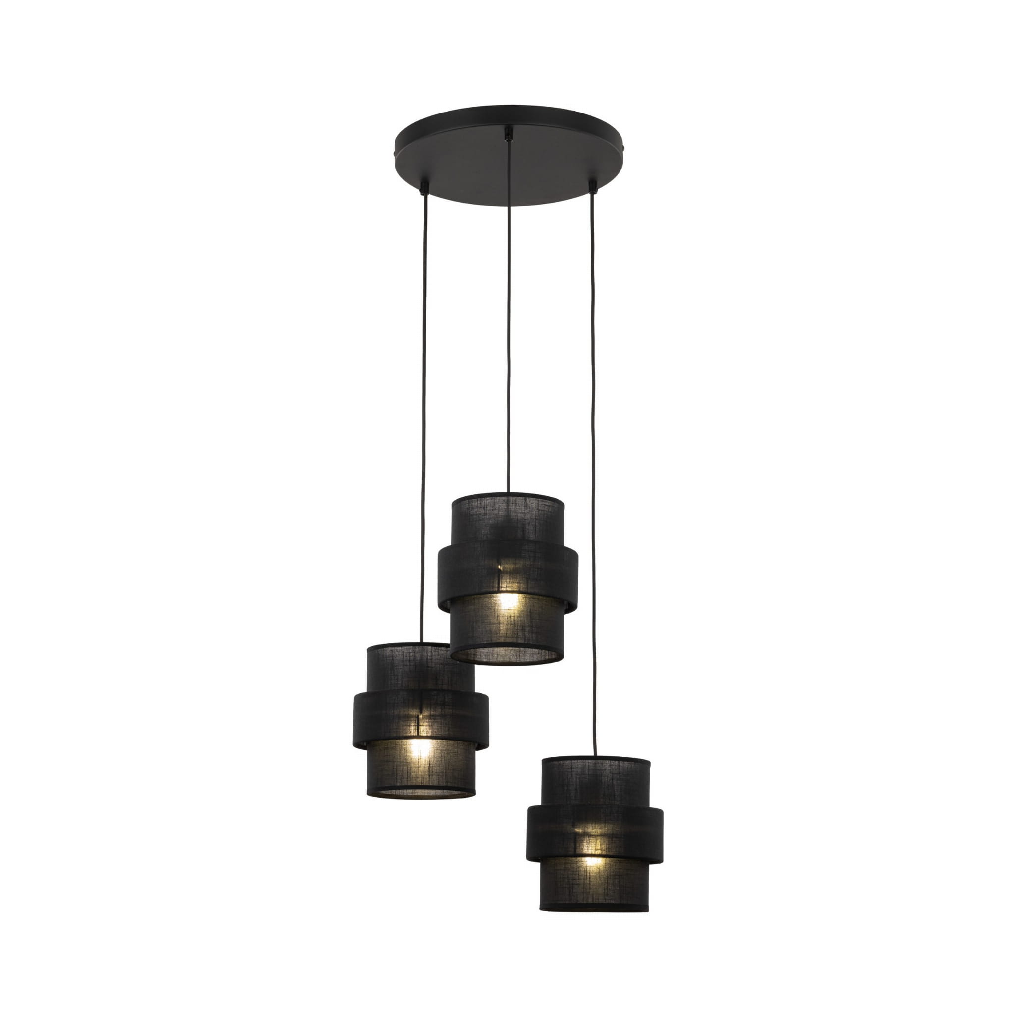 Lampa wisząca długa do salonu abażur materiałowy tuba czarna TK Lighting Calisto 5981 3x15W E27