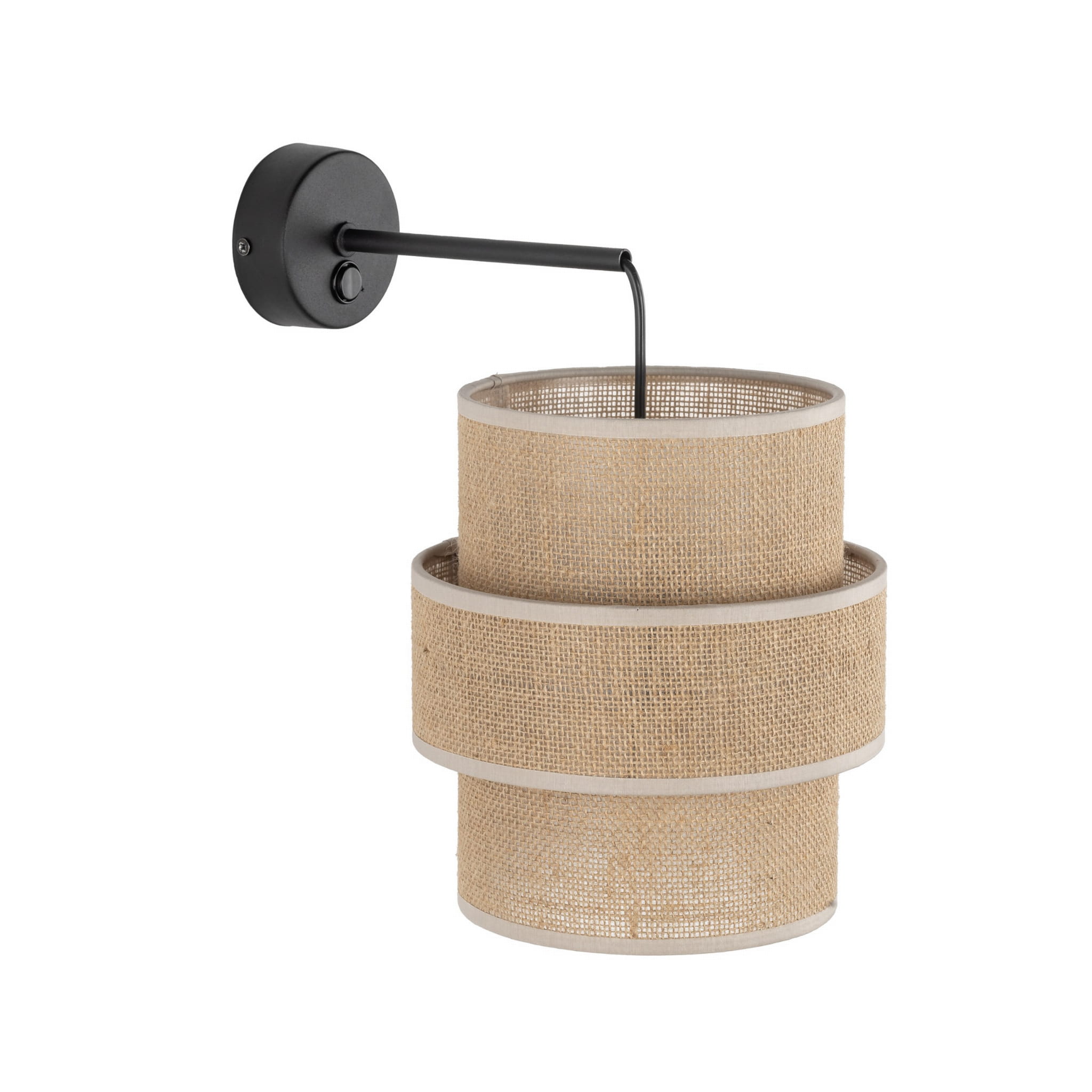 Kinkiet z abażurem materiałowym tuba juta czarny TK Lighting Calisto 5400 1x15W E27 beżowa