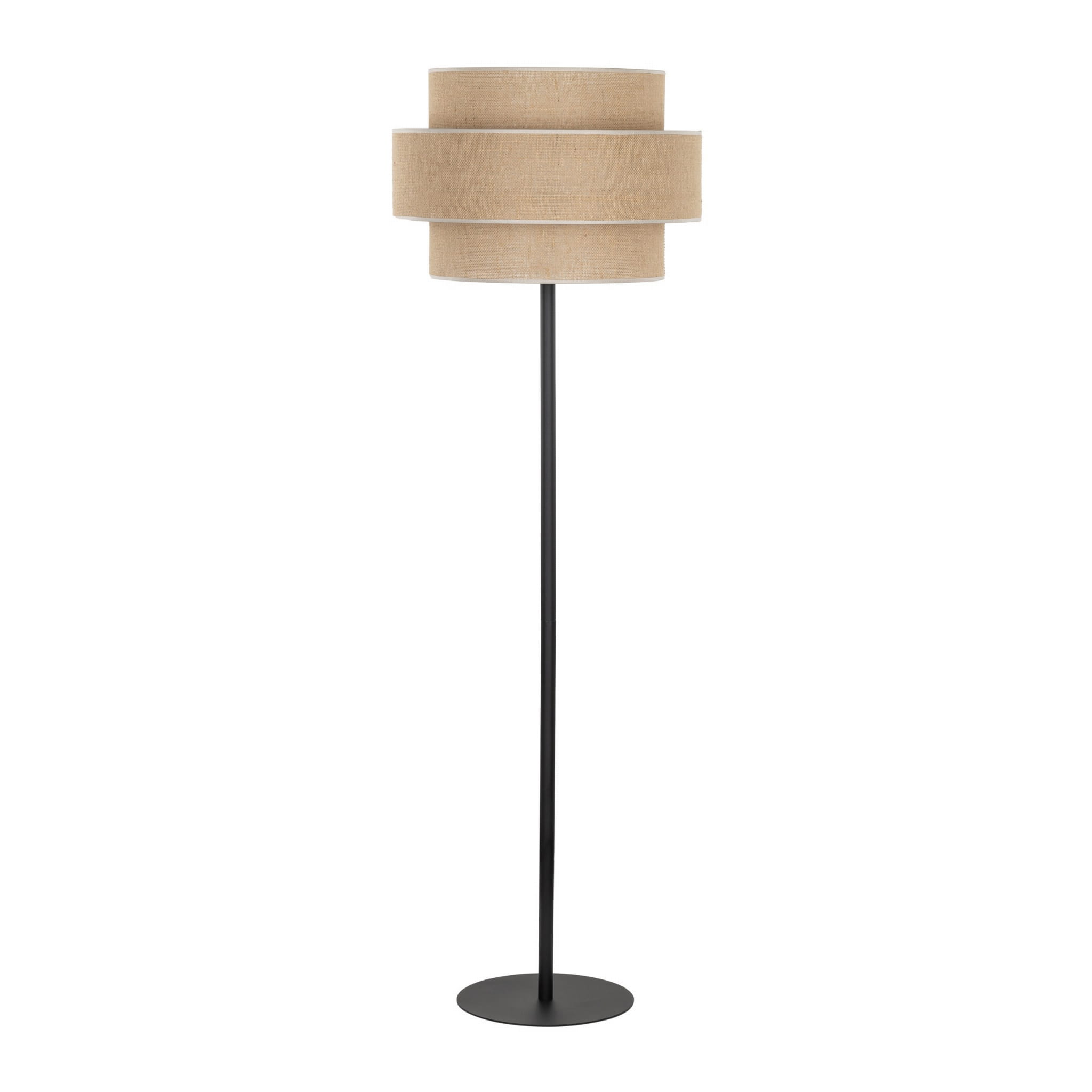 Lampa podłogowa z abażurem materiałowym tuba juta czarna TK Lighting Calisto 5405 1x15W E27 beżowa