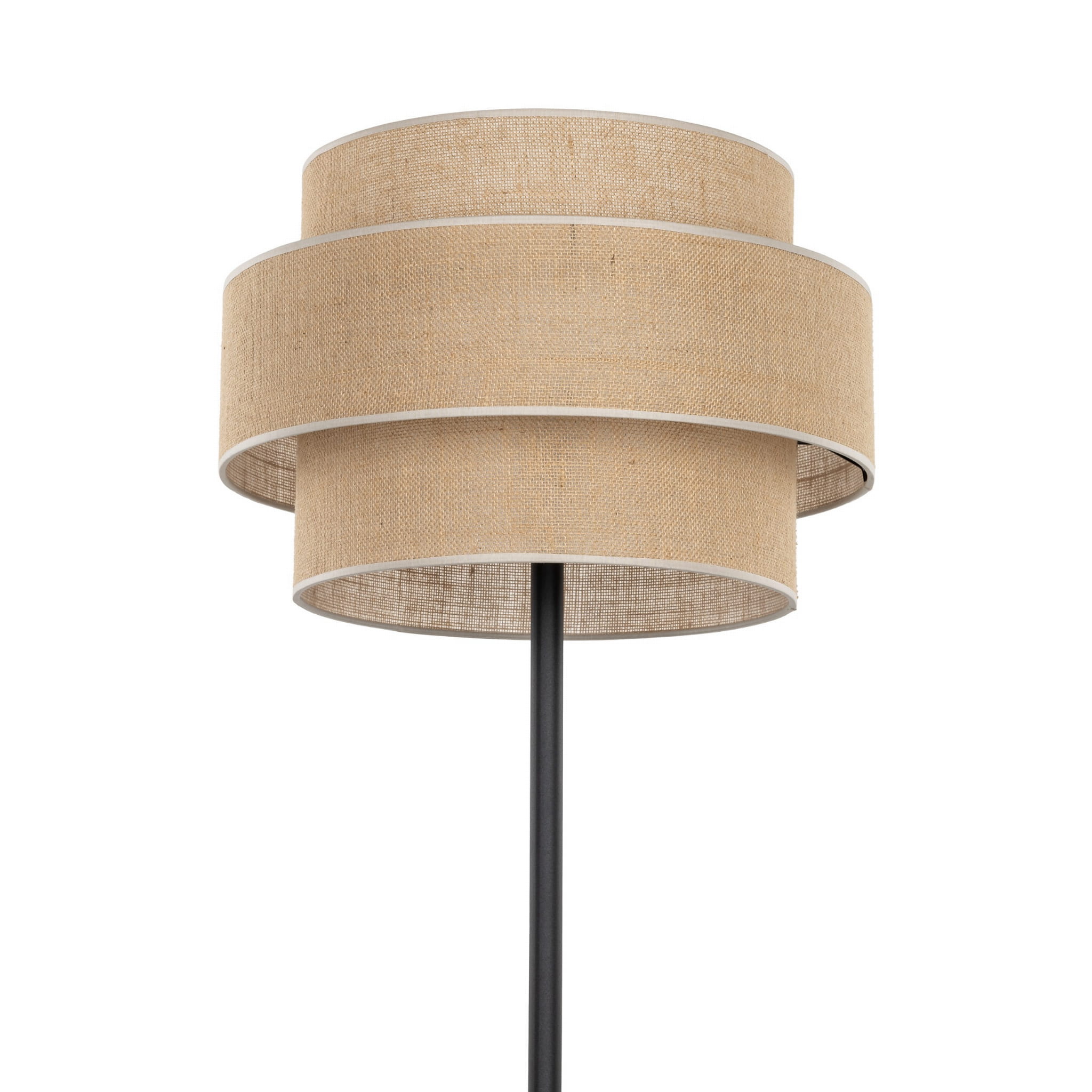 Lampa podłogowa z abażurem materiałowym tuba juta czarna TK Lighting Calisto 5405 1x15W E27 beżowa