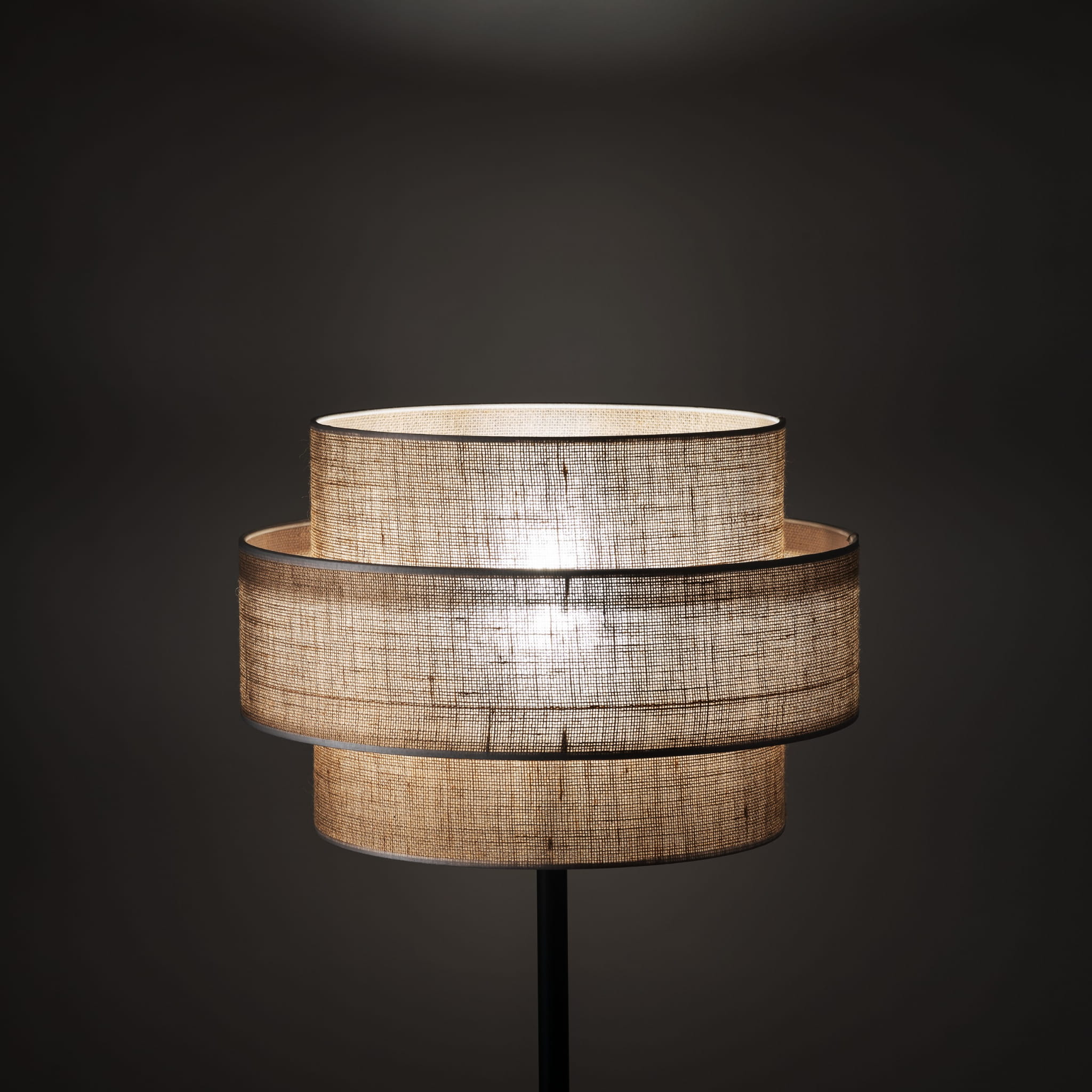 Lampa podłogowa z abażurem materiałowym tuba juta czarna TK Lighting Calisto 5405 1x15W E27 beżowa