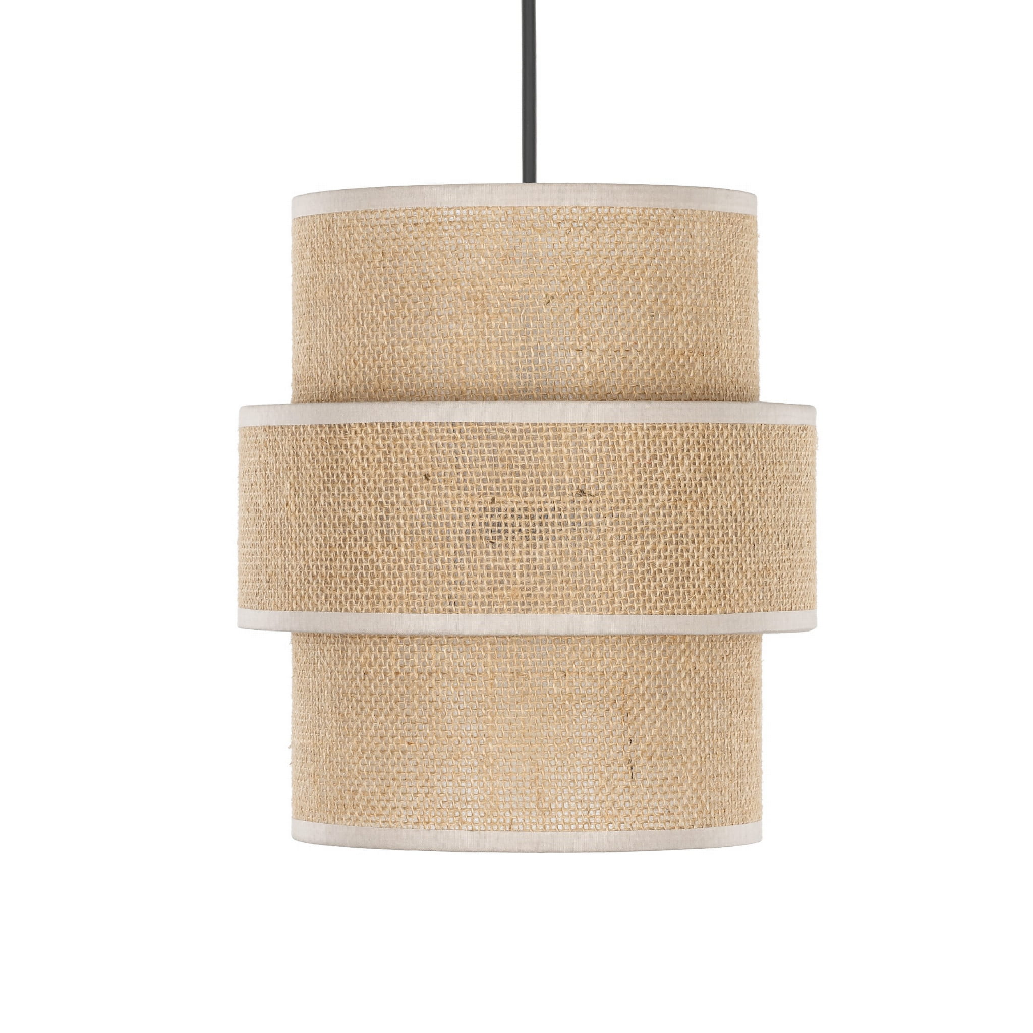 Lampa wisząca klasyczna vintage abażur materiałowy tuba juta czarna TK Lighting Calisto 5401 1x15W E27