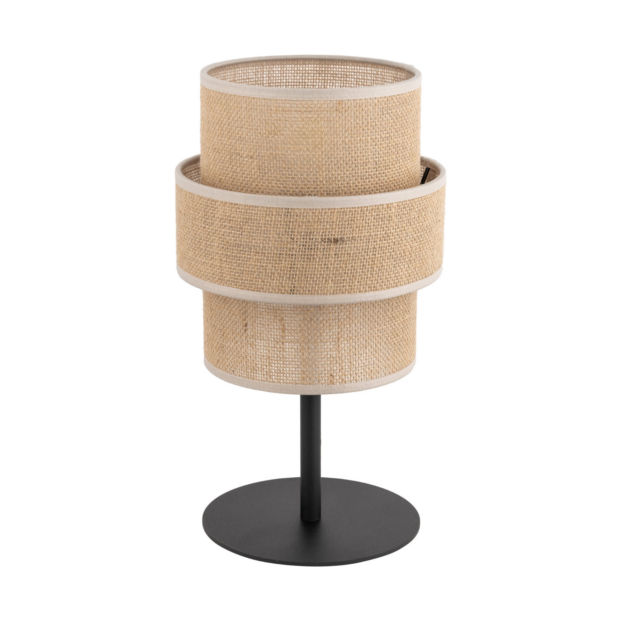Lampka klasyczna vintage abażur materiałowy tuba juta czarna TK Lighting Calisto 5404 1x15W E27