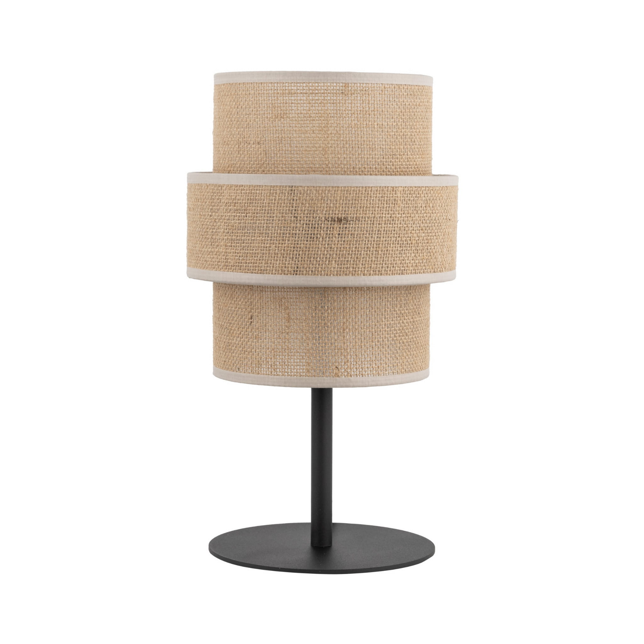 Lampka klasyczna vintage abażur materiałowy tuba juta czarna TK Lighting Calisto 5404 1x15W E27