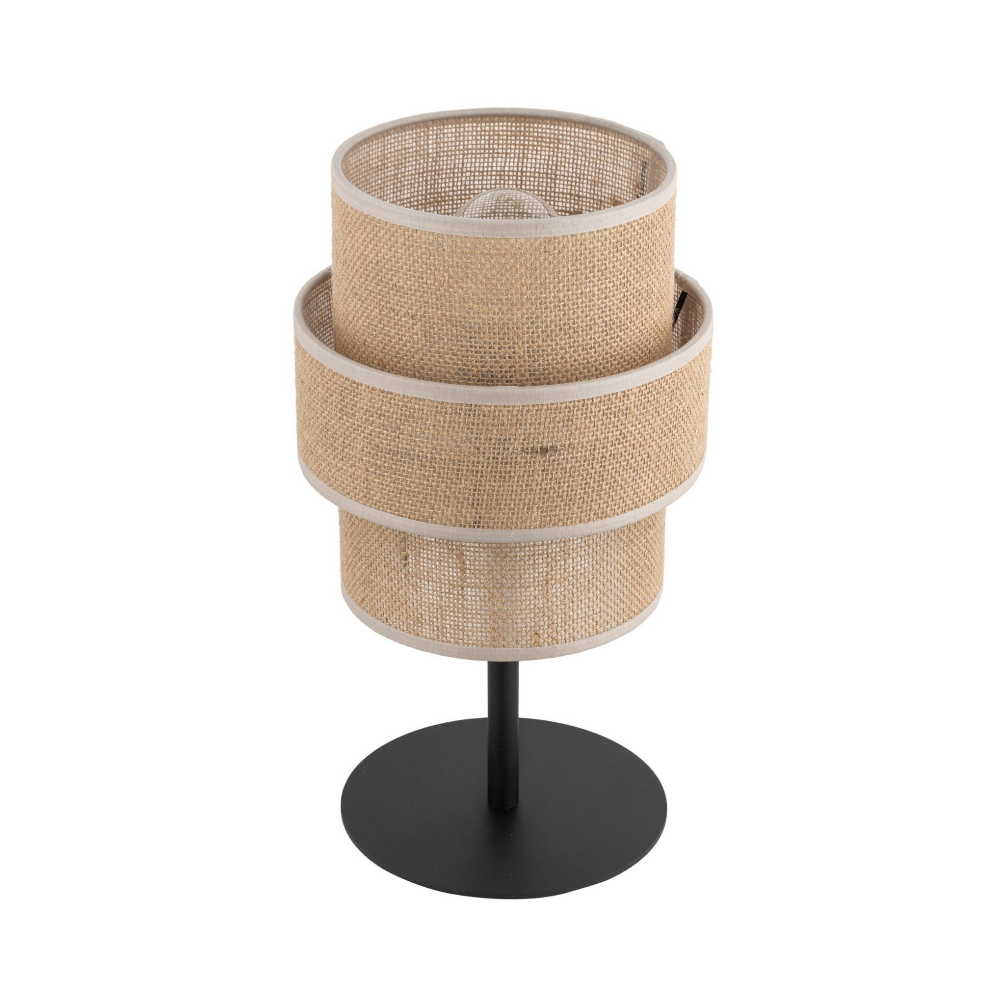 Lampka klasyczna vintage abażur materiałowy tuba juta czarna TK Lighting Calisto 5404 1x15W E27