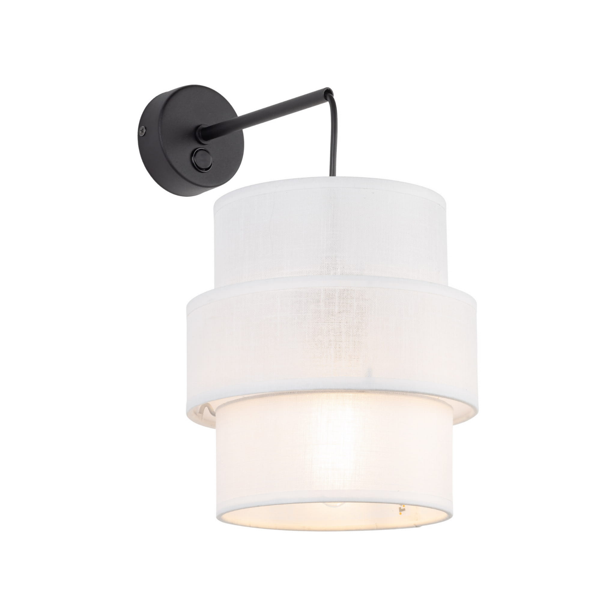 Kinkiet nowoczesny klasyczny rustykalny abażur materiałowy tuba biały czarny TK Lighting Calisto 5956 1x15W E27