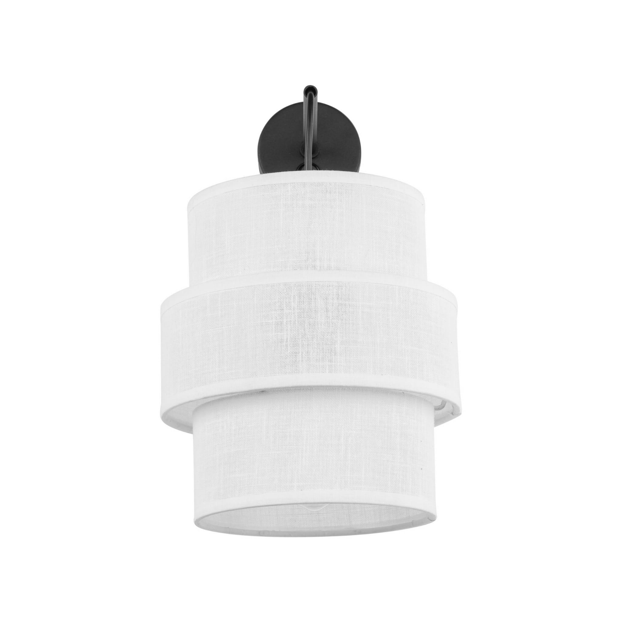 Kinkiet nowoczesny klasyczny rustykalny abażur materiałowy tuba biały czarny TK Lighting Calisto 5956 1x15W E27