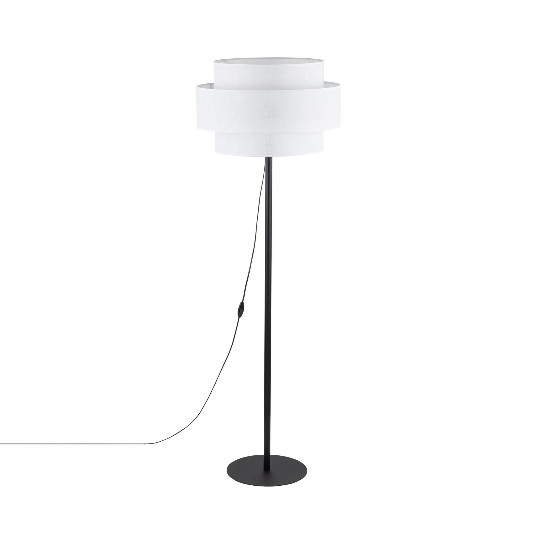 Lampa podłogowa nowoczesna klasyczna abażur materiałowy tuba biała czarna TK Lighting Calisto 5894 1x15W E27