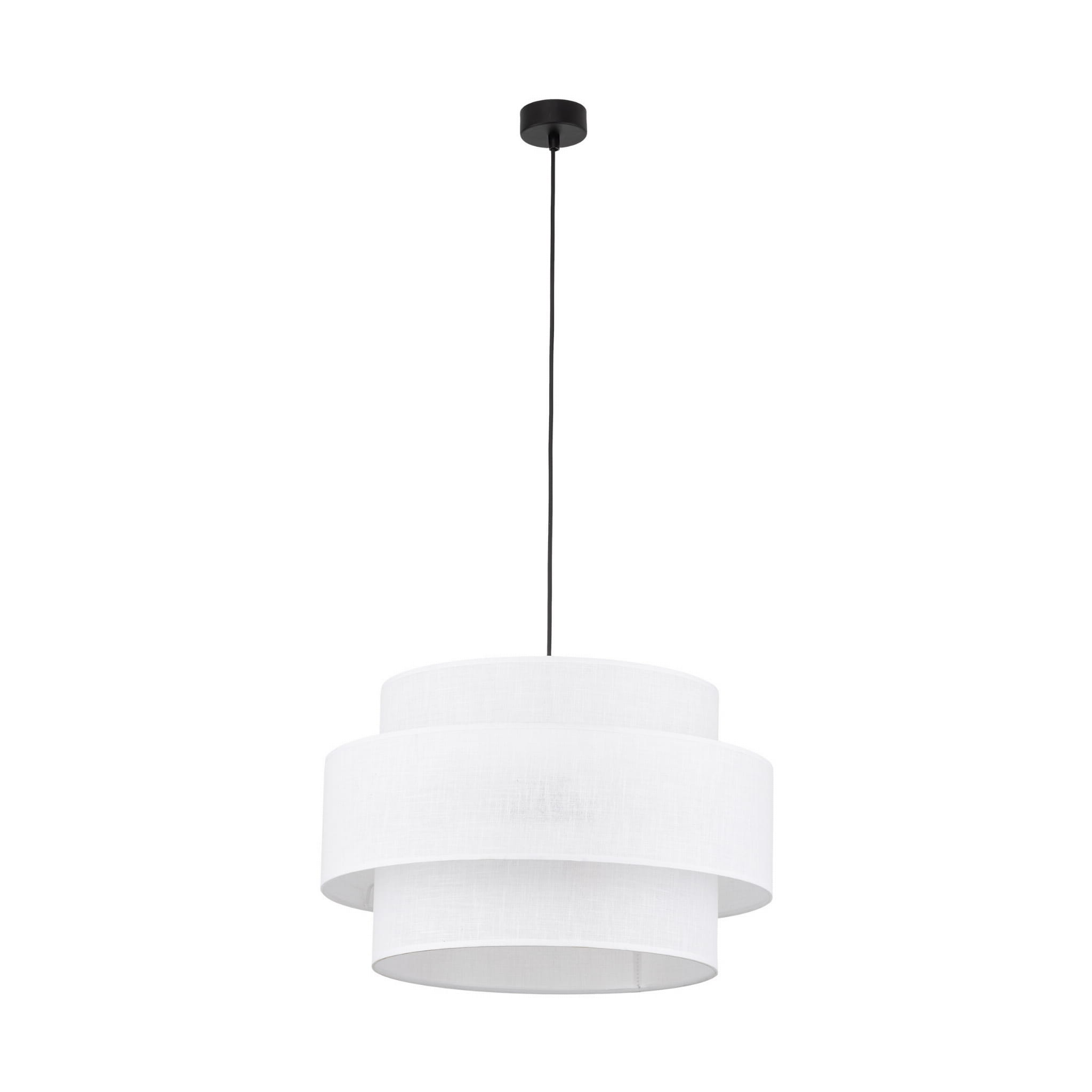 Lampa wisząca nowoczesna klasyczna abażur materiałowy tuba biała czarna TK Lighting Calisto 5363 3x15W E27