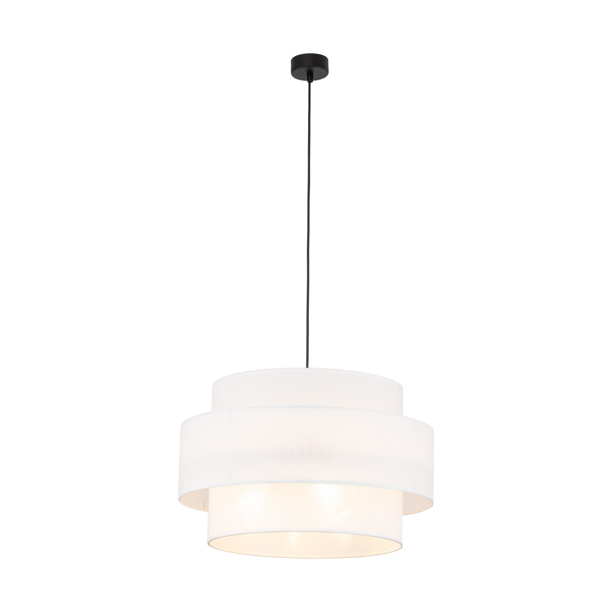 Lampa wisząca nowoczesna klasyczna abażur materiałowy tuba biała czarna TK Lighting Calisto 5363 3x15W E27