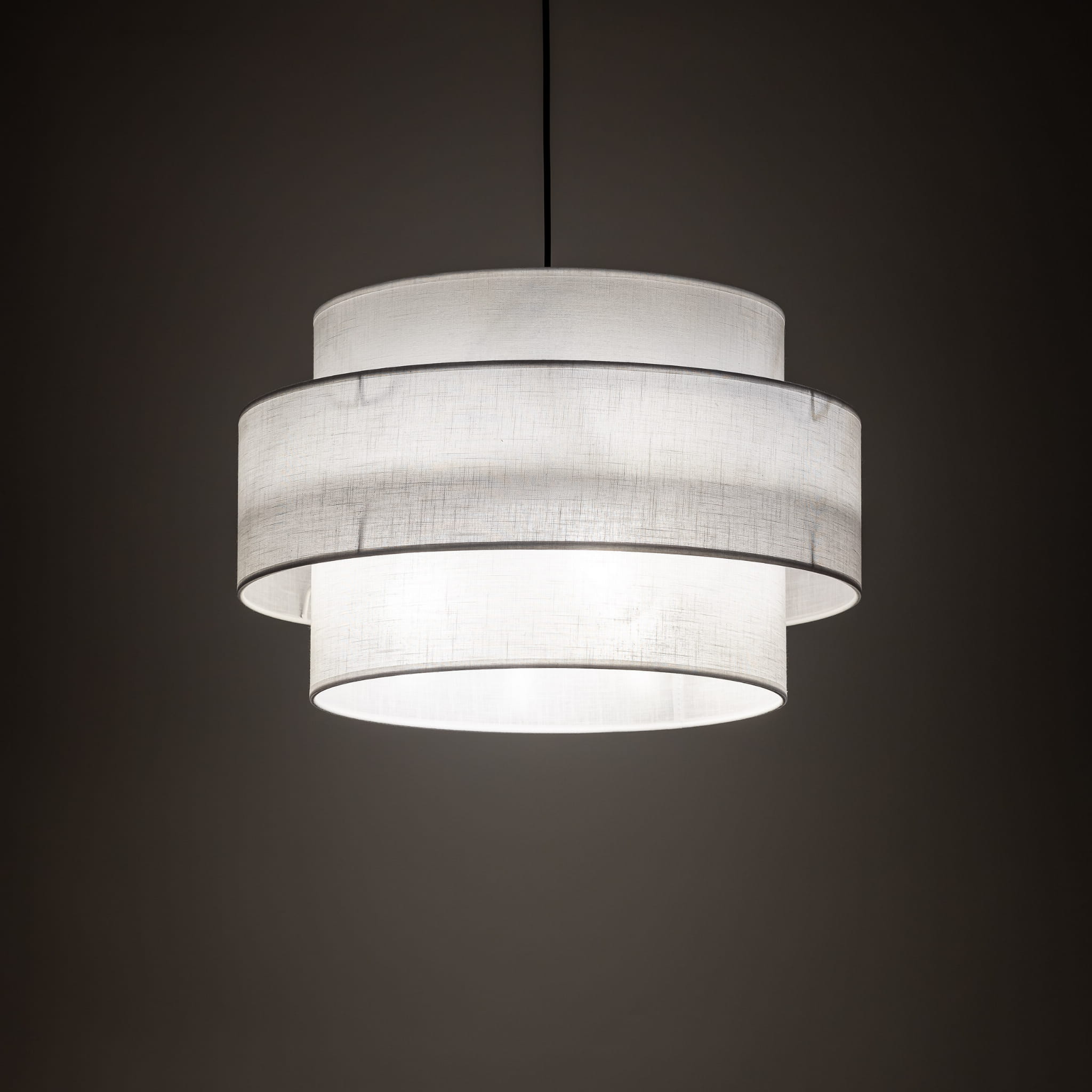 Lampa wisząca nowoczesna klasyczna abażur materiałowy tuba biała czarna TK Lighting Calisto 5363 3x15W E27