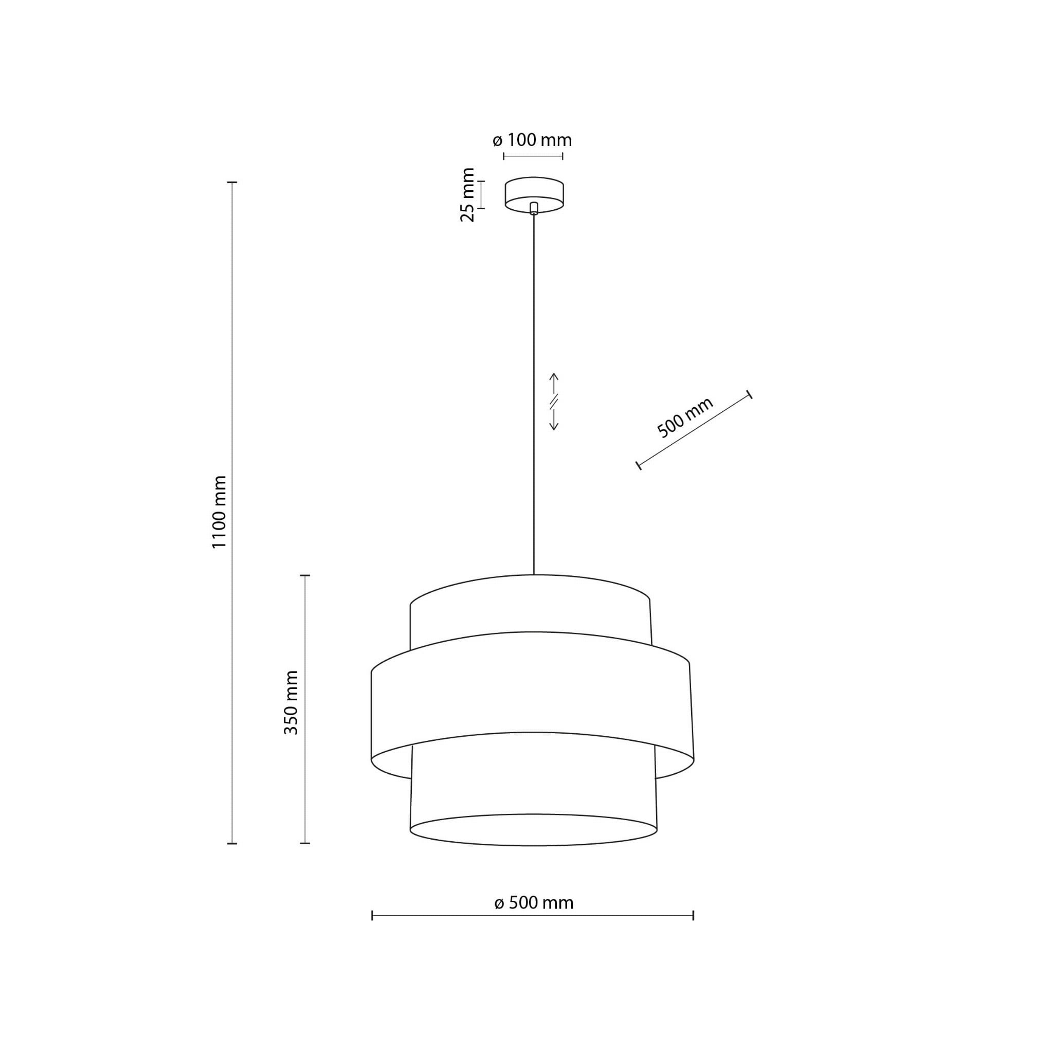 Lampa wisząca nowoczesna klasyczna abażur materiałowy tuba biała czarna TK Lighting Calisto 5363 3x15W E27