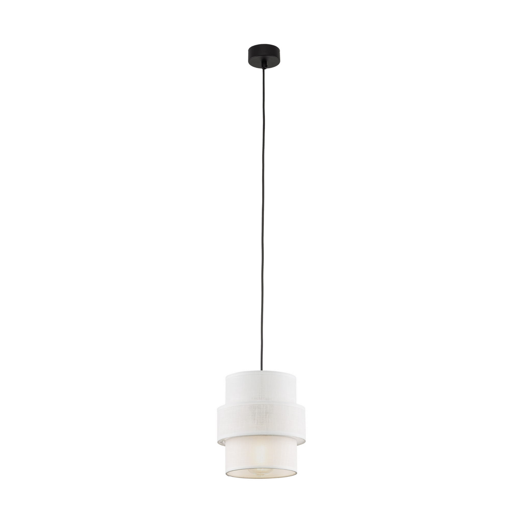 Lampa wisząca nowoczesna klasyczna abażur materiałowy tuba biała czarna TK Lighting Calisto 5094 1x15W E27
