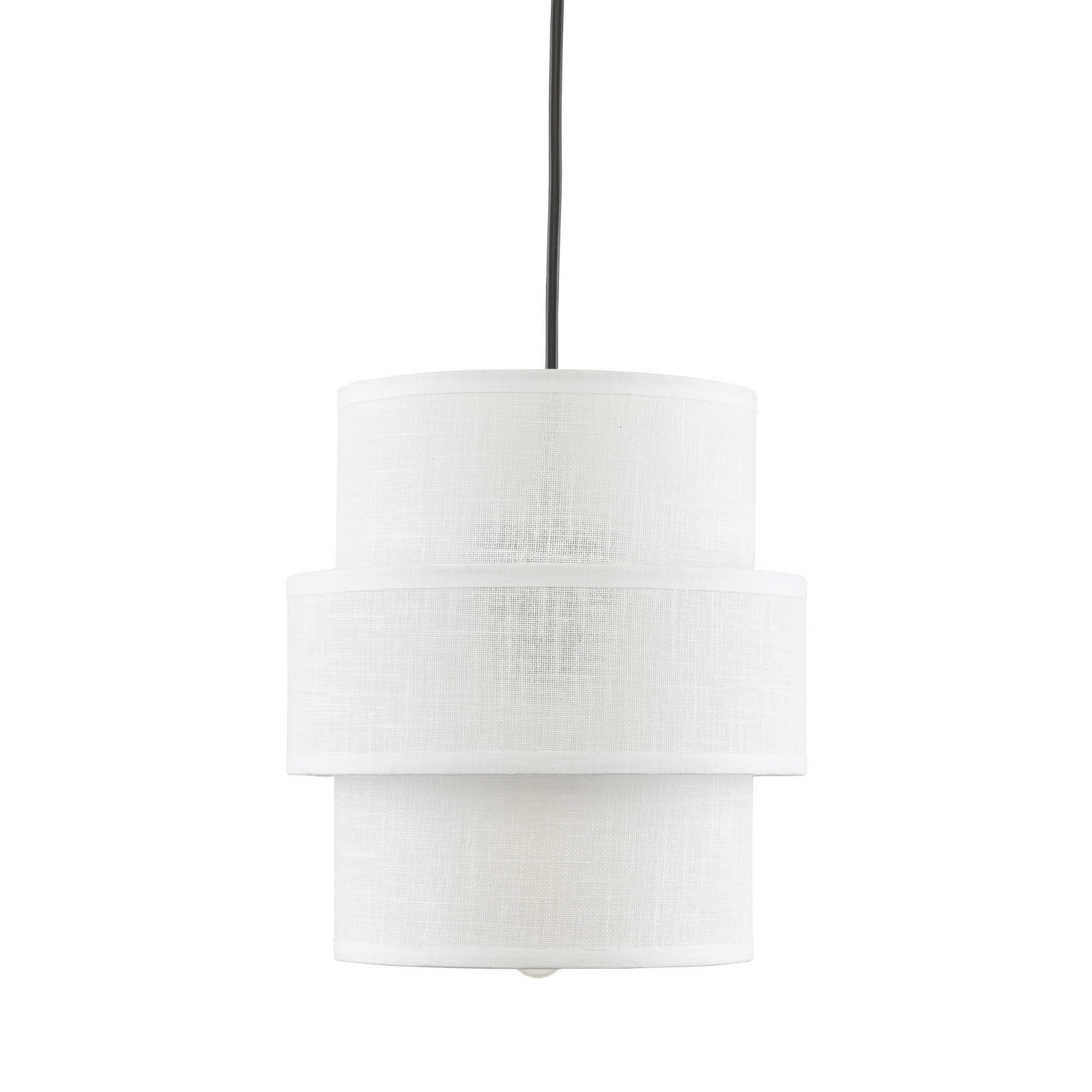 Lampa wisząca nowoczesna klasyczna abażur materiałowy tuba biała czarna TK Lighting Calisto 5094 1x15W E27