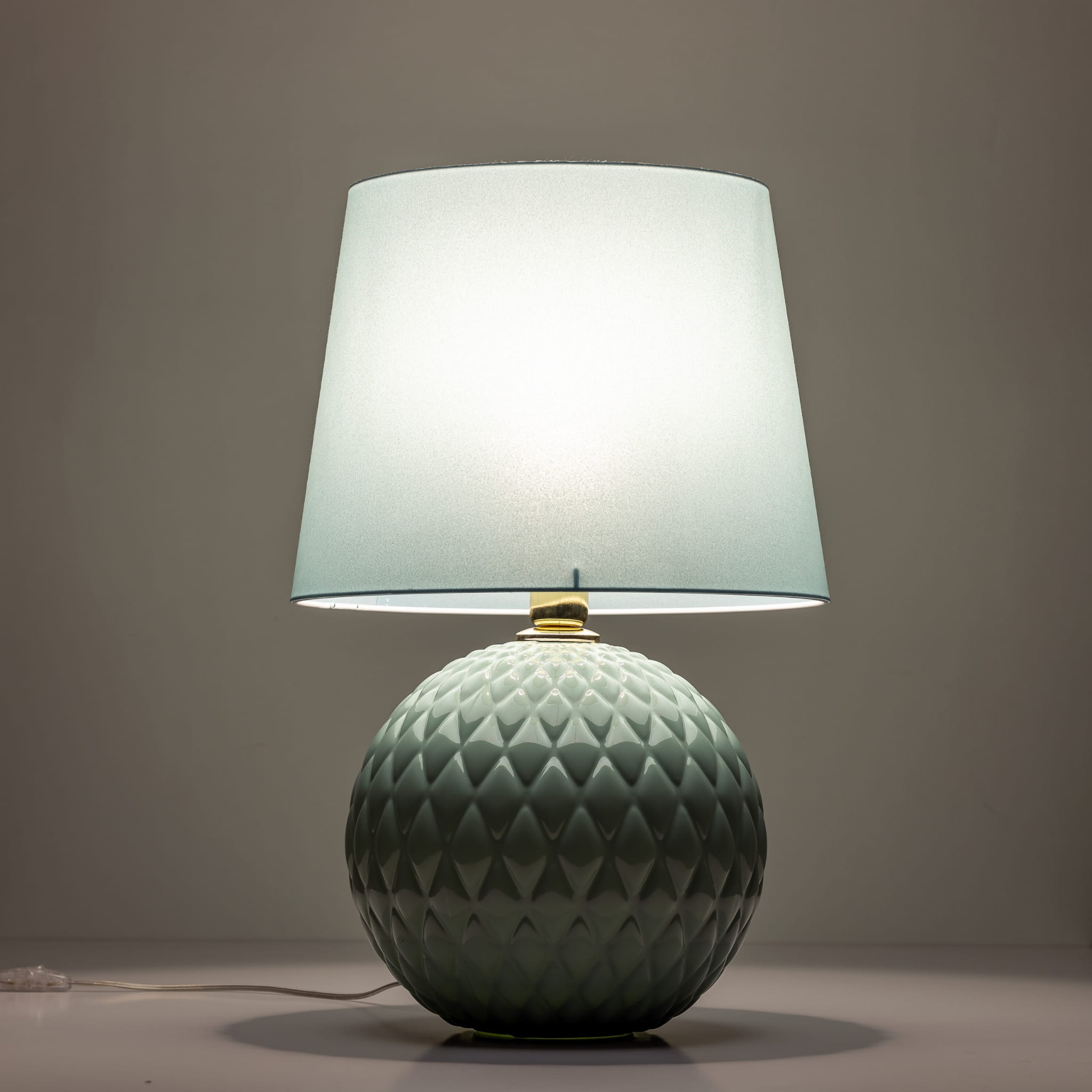 Lampka nowoczesna loft elegancka glamour abażur materiałowy miętowa zielona TK Lighting Santana 5903 1x15W E27