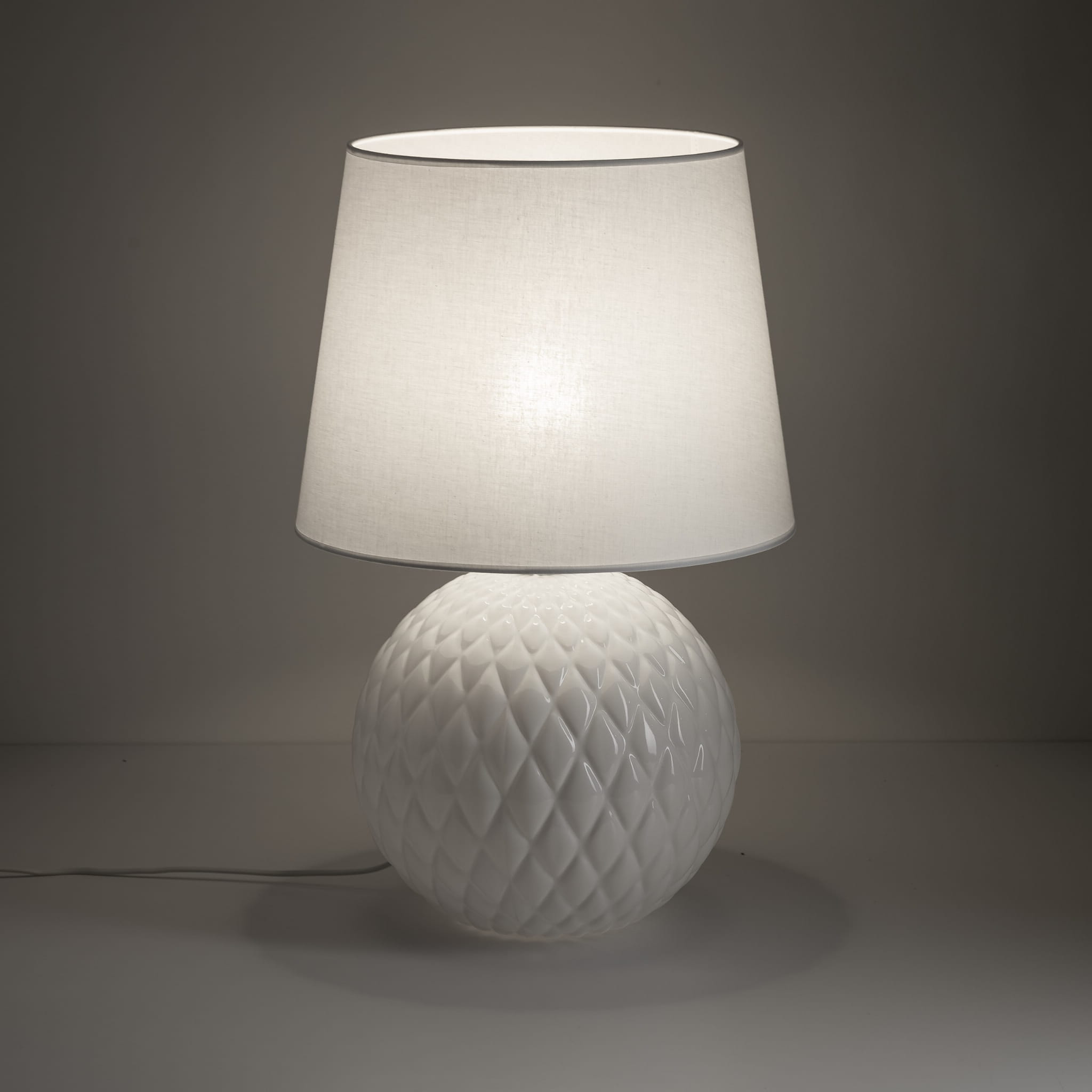 Lampka nowoczesna loft elegancka glamour abażur materiałowy biała TK Lighting Santana 16046 1x15W E27