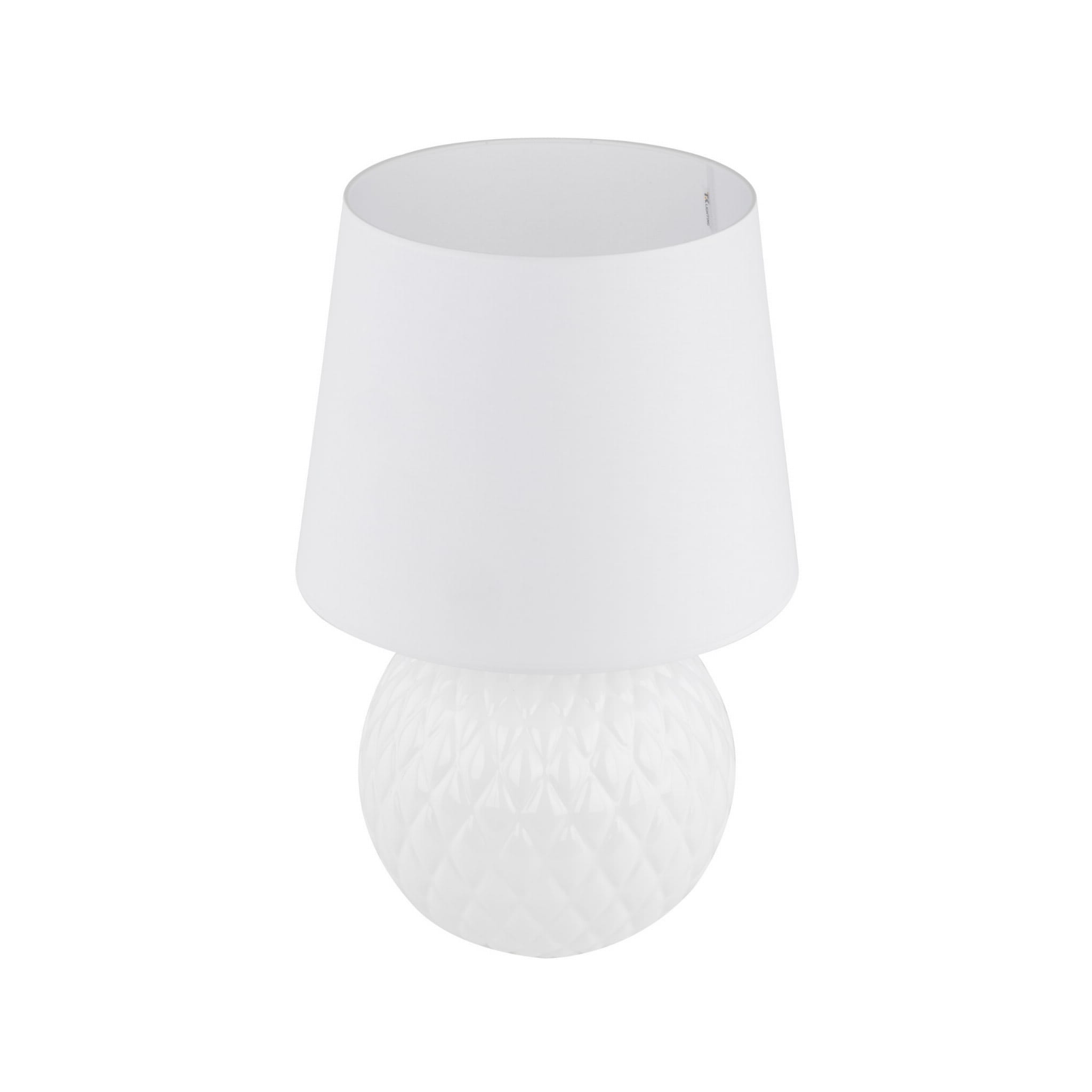 Lampka nowoczesna loft elegancka glamour abażur materiałowy biała TK Lighting Santana 16046 1x15W E27