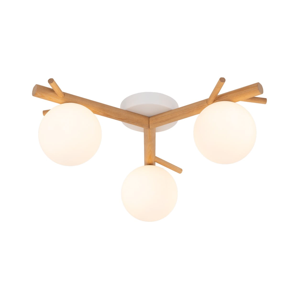 Plafon nowoczesny klasyczny boho rustykalny skandynawski patyki klosz szklany kule biały drewno TK Lighting Sheron 5308 3x6W G9