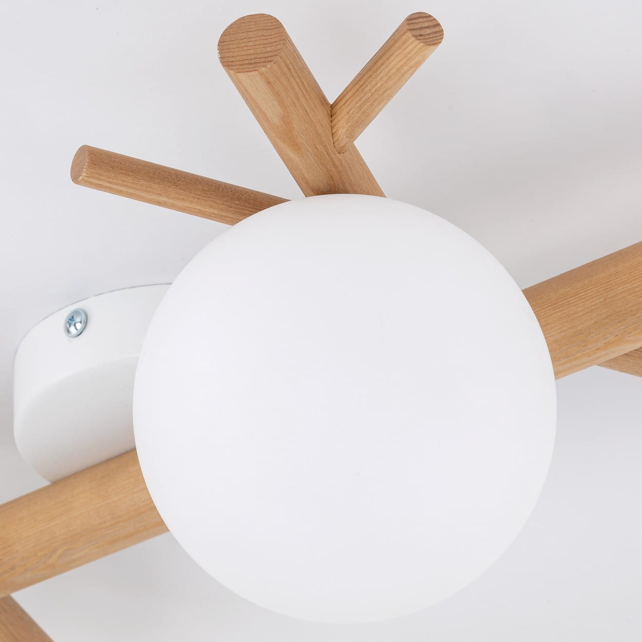 Plafon nowoczesny klasyczny boho rustykalny skandynawski patyki klosz szklany kule biały drewno TK Lighting Sheron 5309 4x6W G9