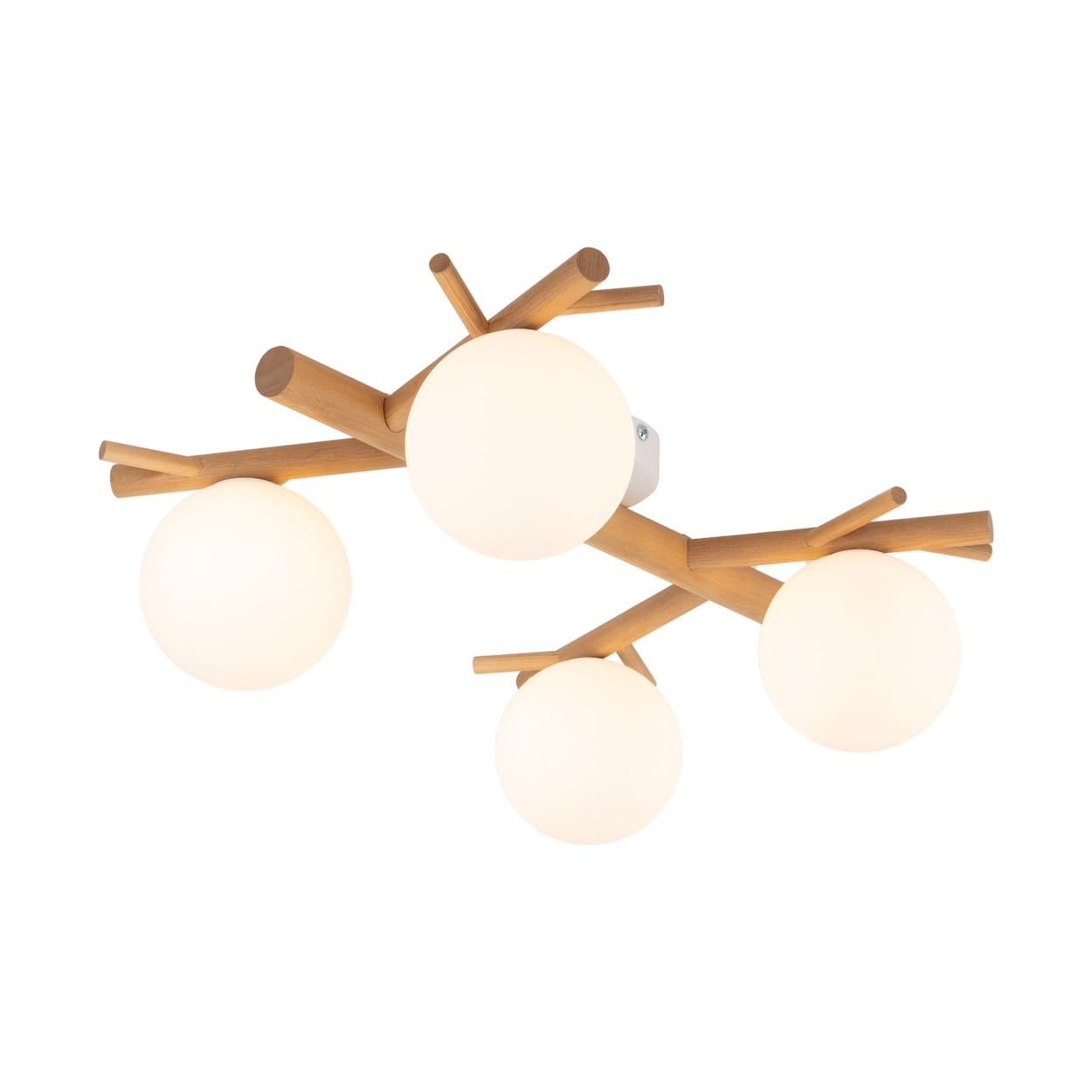 Plafon nowoczesny klasyczny boho rustykalny skandynawski patyki klosz szklany kule biały drewno TK Lighting Sheron 5309 4x6W G9