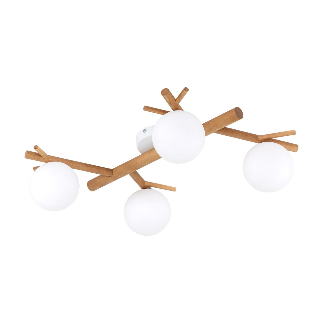 Plafon nowoczesny klasyczny boho rustykalny skandynawski patyki klosz szklany kule biały drewno TK Lighting Sheron 5309 4x6W G9
