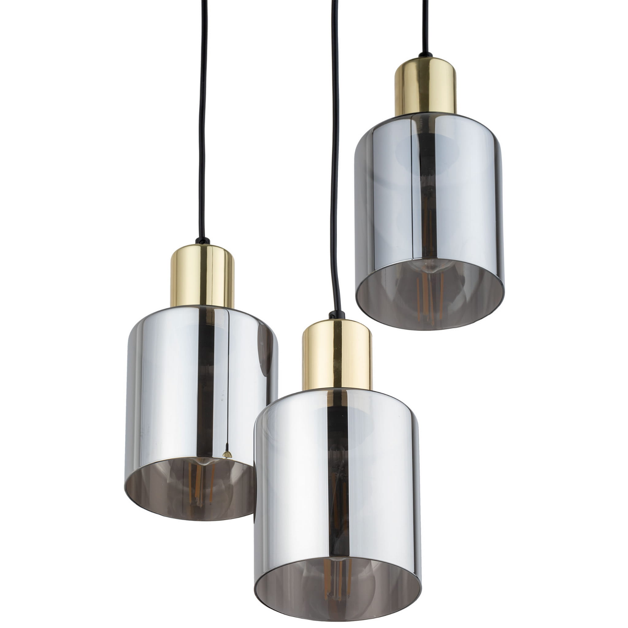 Lampa wisząca nowoczesna elegancka glamour loft indstrialna klosz szklany złota grafitowa TK Lighting Sierra 6663 3x15W E27