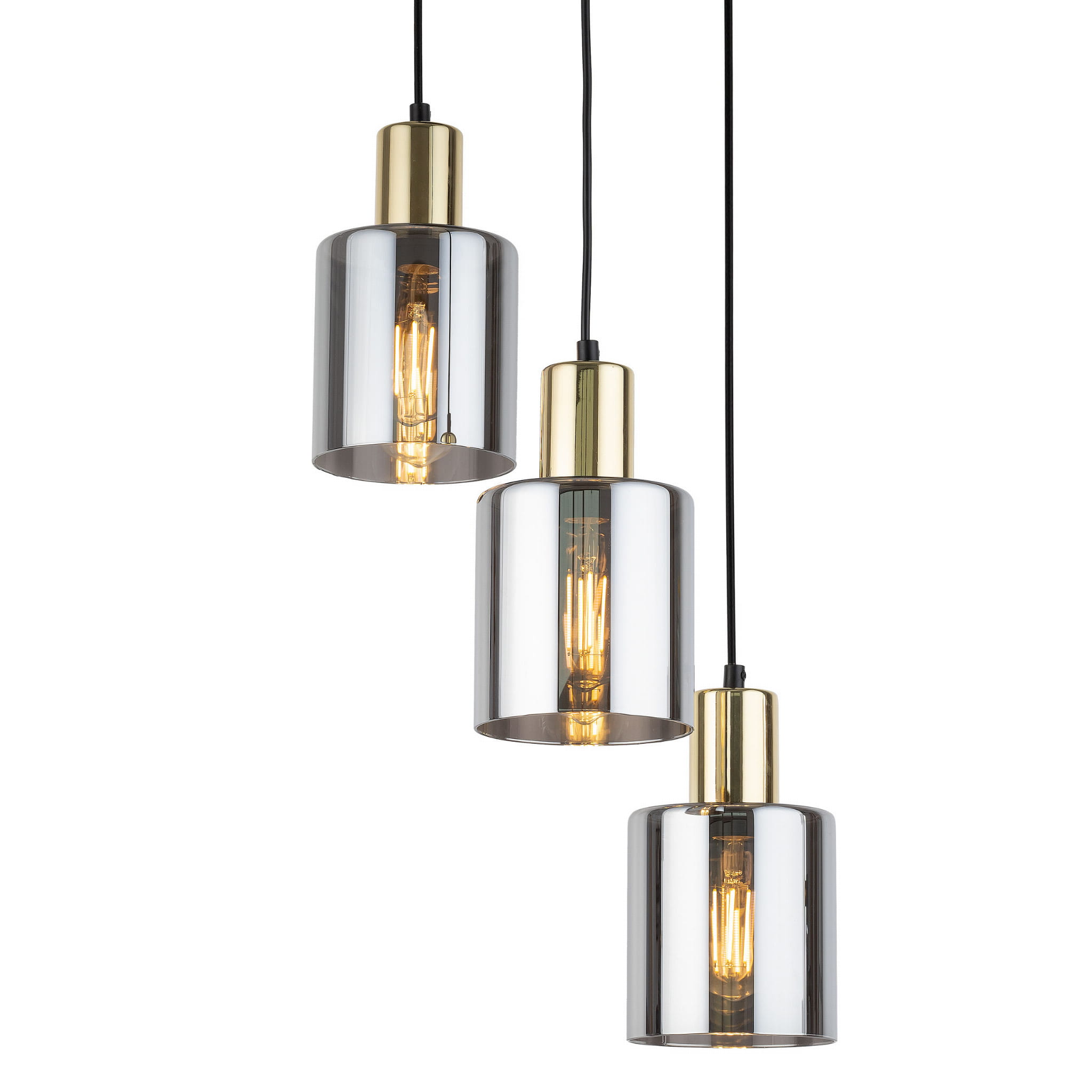 Lampa wisząca nowoczesna elegancka glamour loft indstrialna klosz szklany złota grafitowa TK Lighting Sierra 6663 3x15W E27