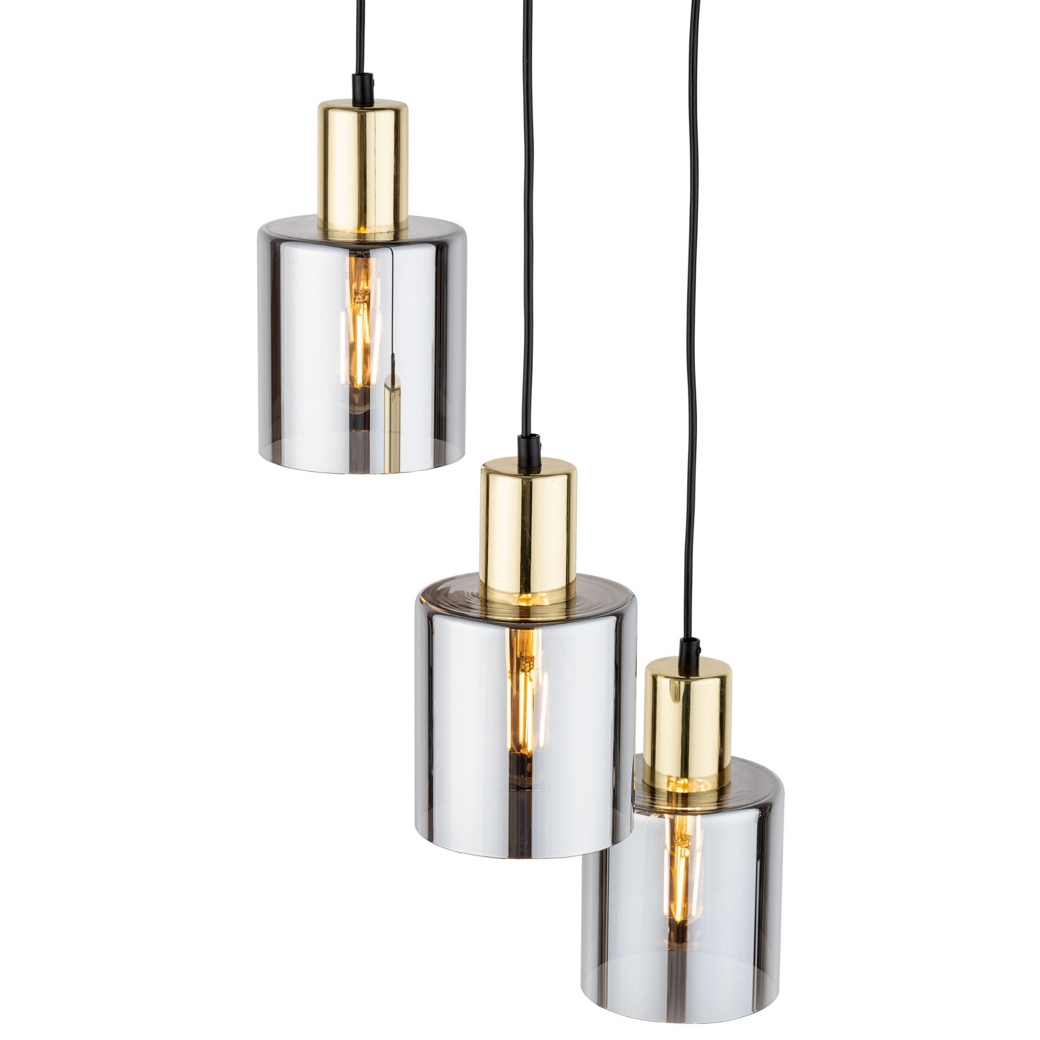 Lampa wisząca nowoczesna elegancka glamour loft indstrialna klosz szklany złota grafitowa TK Lighting Sierra 6663 3x15W E27
