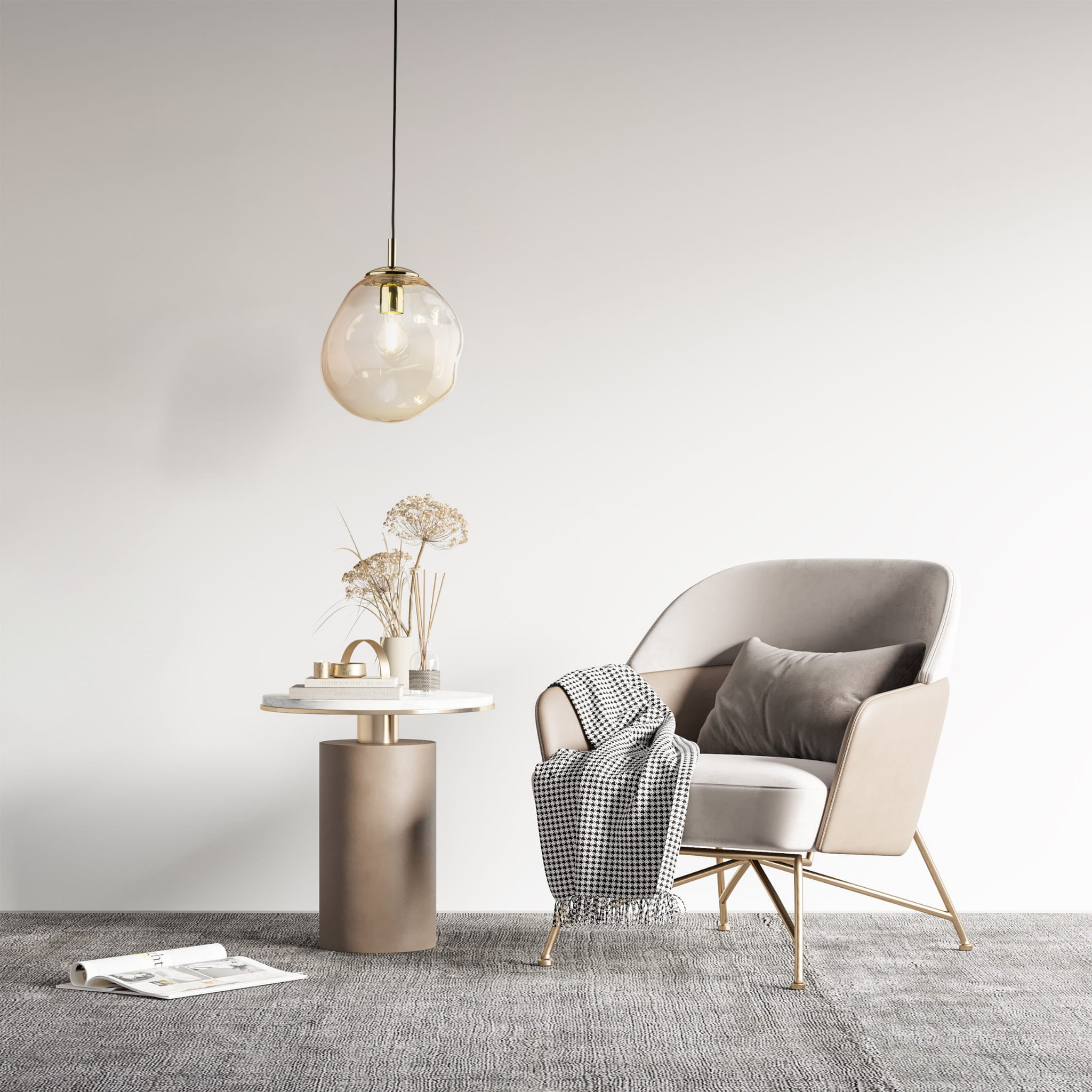Lampa wisząca nowoczesna elegancka rock melt klosz szklany bursztynowa złota TK Lighting Sol 10083 1x15W E27