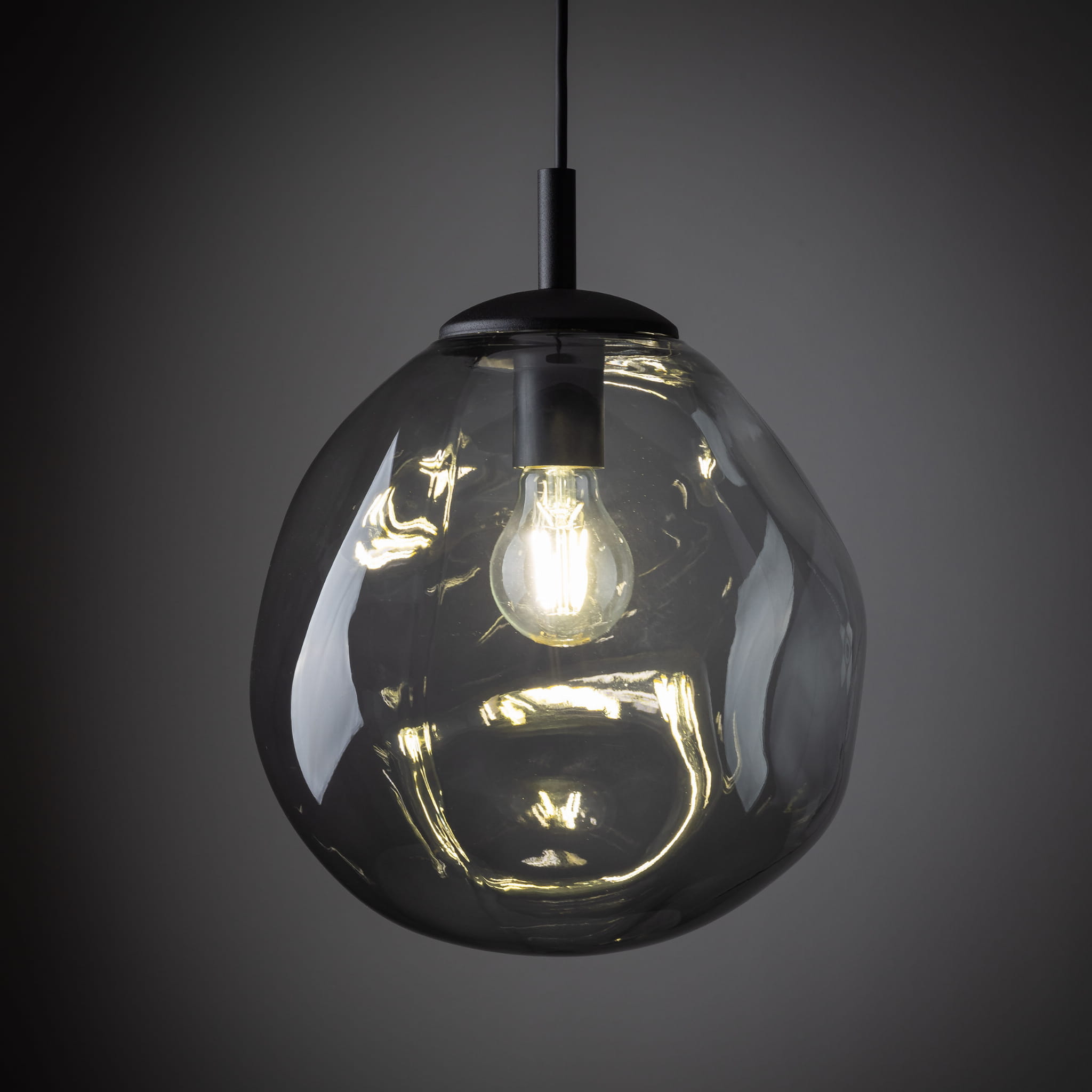 Lampa wisząca nowoczesna elegancka rock melt klosz szklany grafitowa czarna TK Lighting Sol 10084 1x15W E27