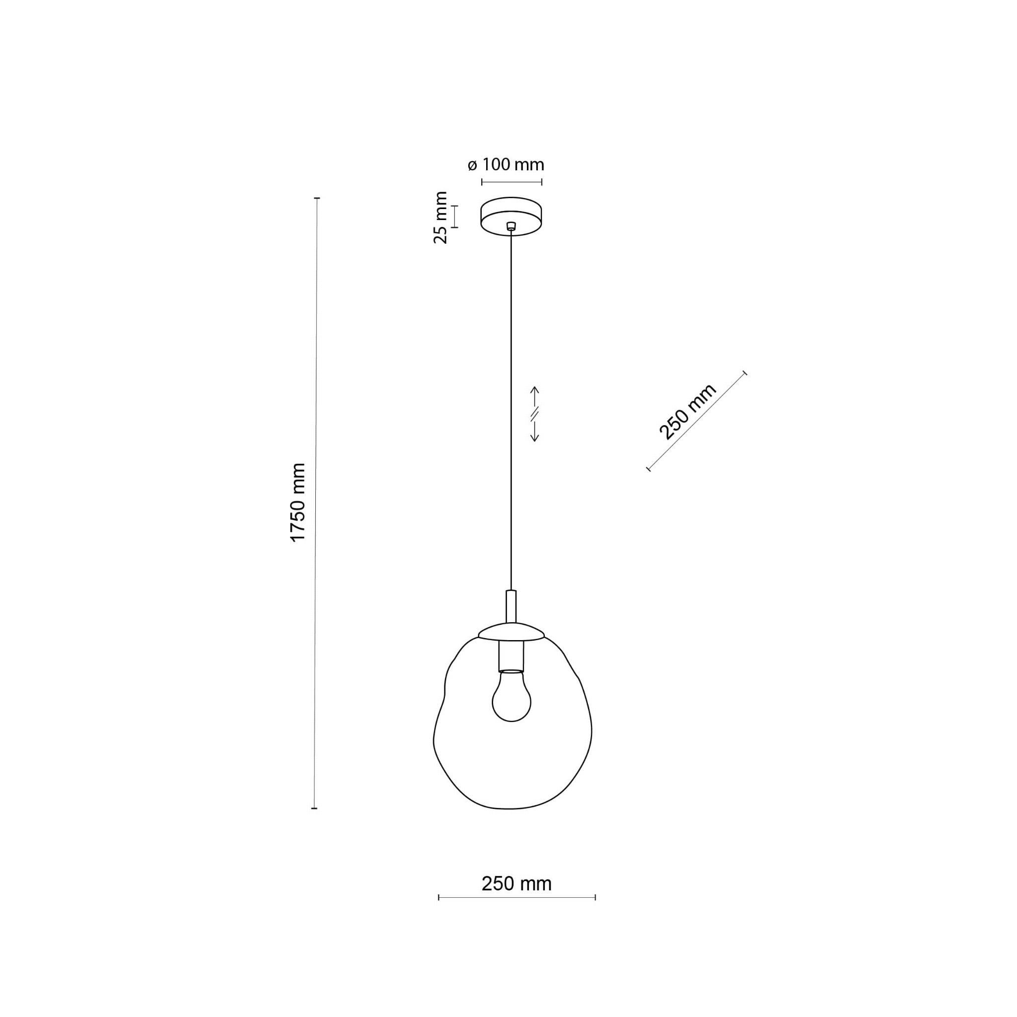Lampa wisząca nowoczesna elegancka rock melt klosz szklany grafitowa czarna TK Lighting Sol 10084 1x15W E27