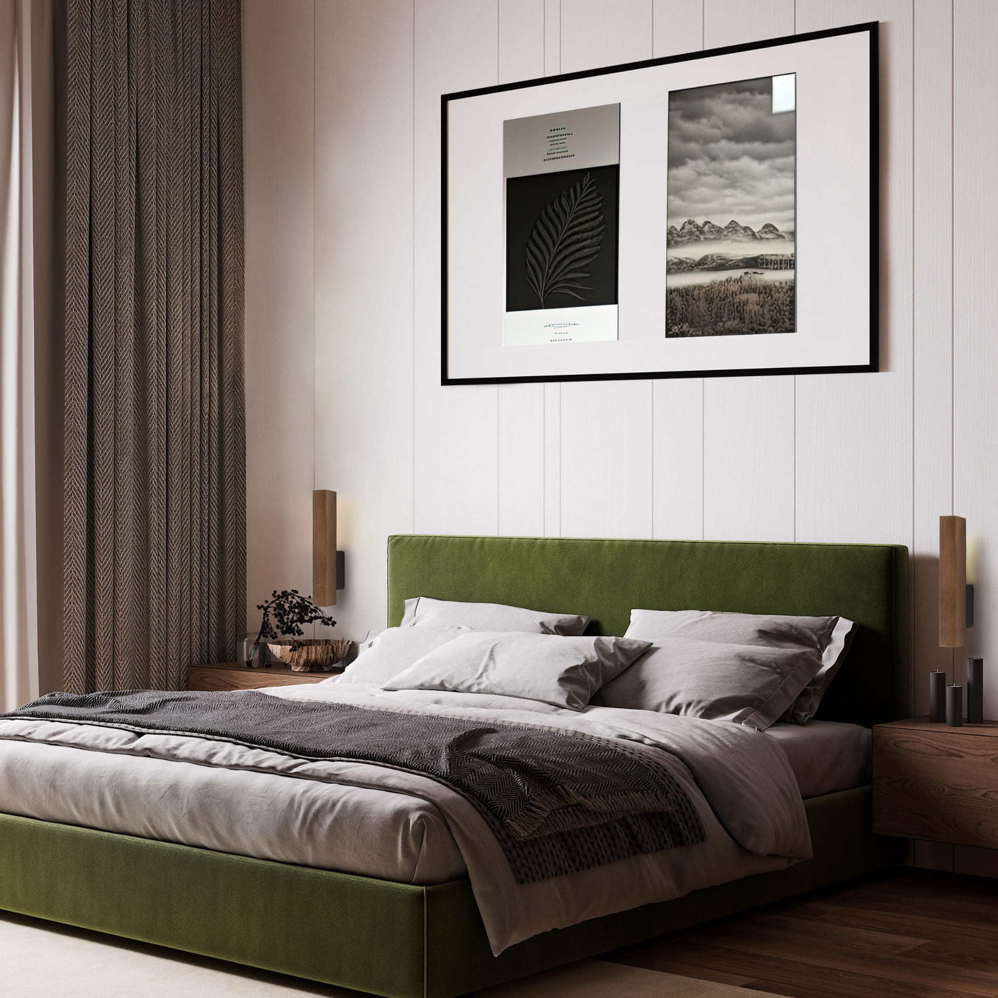 Kinkiet nowoczesny skandynawski boho loft podłużny drewniany orzech czarny TK Lighting Teo 6613 1x36W LED 3000K
