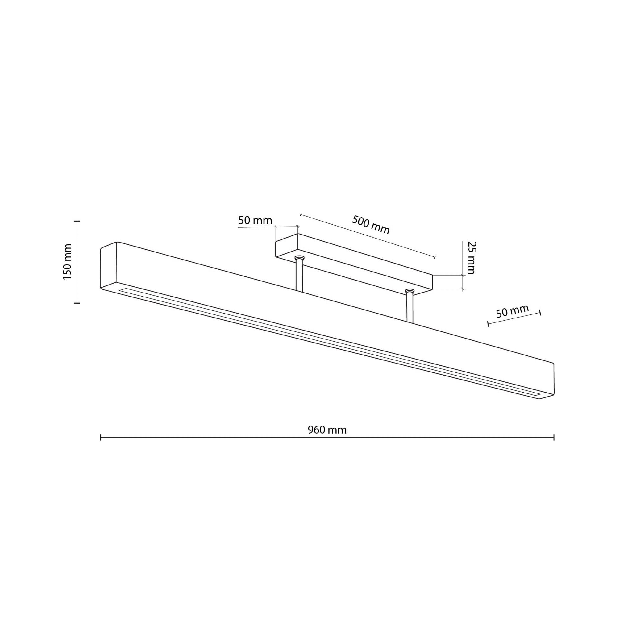 Plafon nowoczesny skandynawski boho loft podłużny drewniany orzech czarny TK Lighting Teo 6614 1x36W LED 3000K