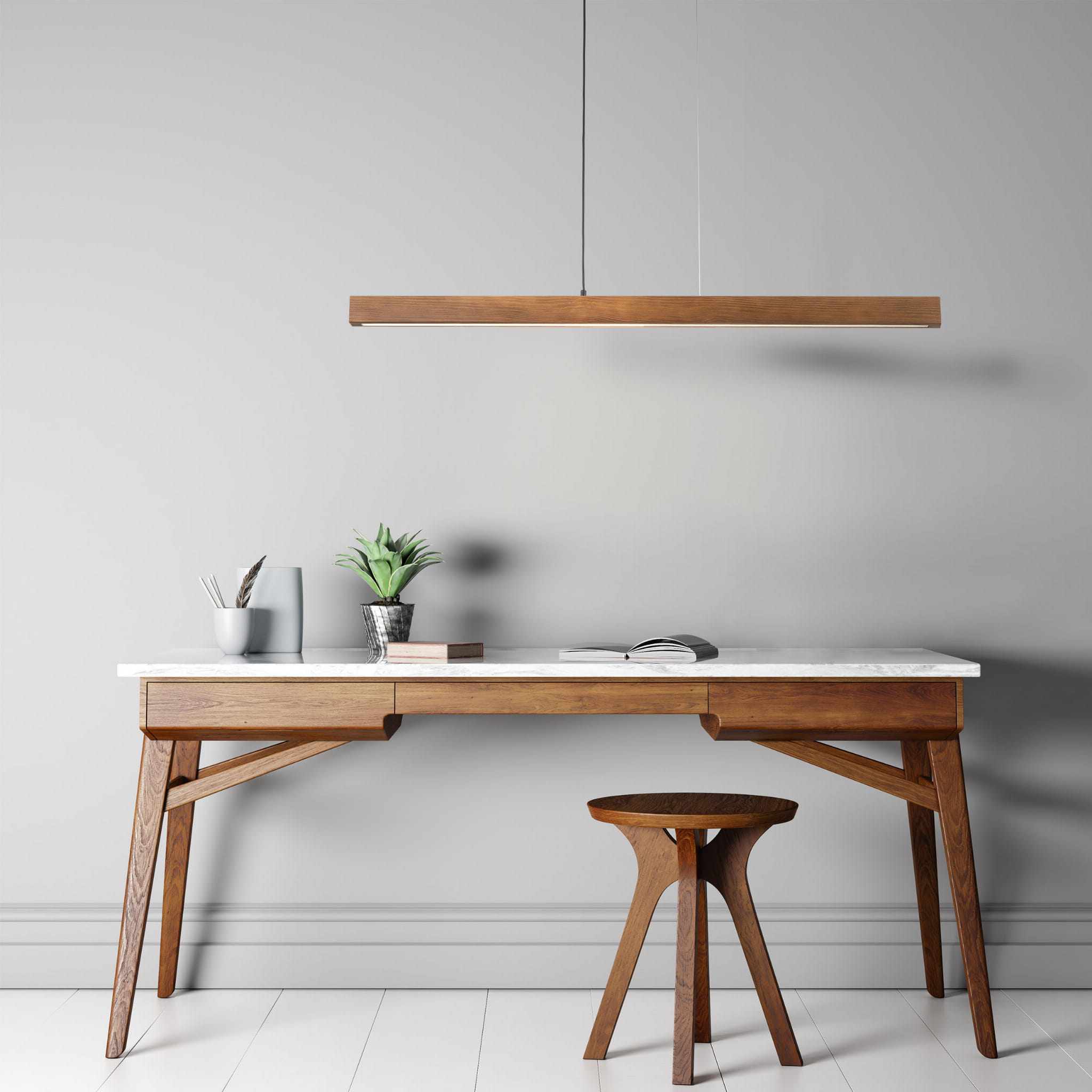 Lampa wisząca nowoczesna skandynawska boho loft belka drewniana orzech czarna TK Lighting Teo 1449 1x36W LED 3000K