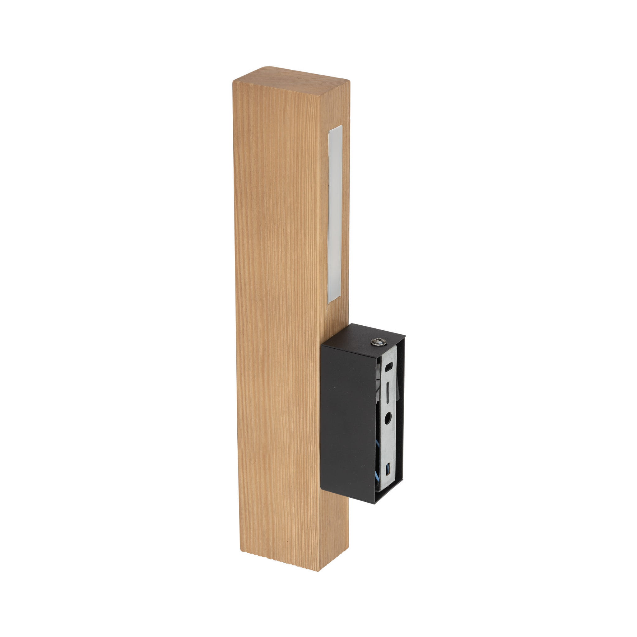 Kinkiet nowoczesny skandynawski boho loft podłużny drewniany sosna czarny TK Lighting Teo 6618 1x36W LED 3000K