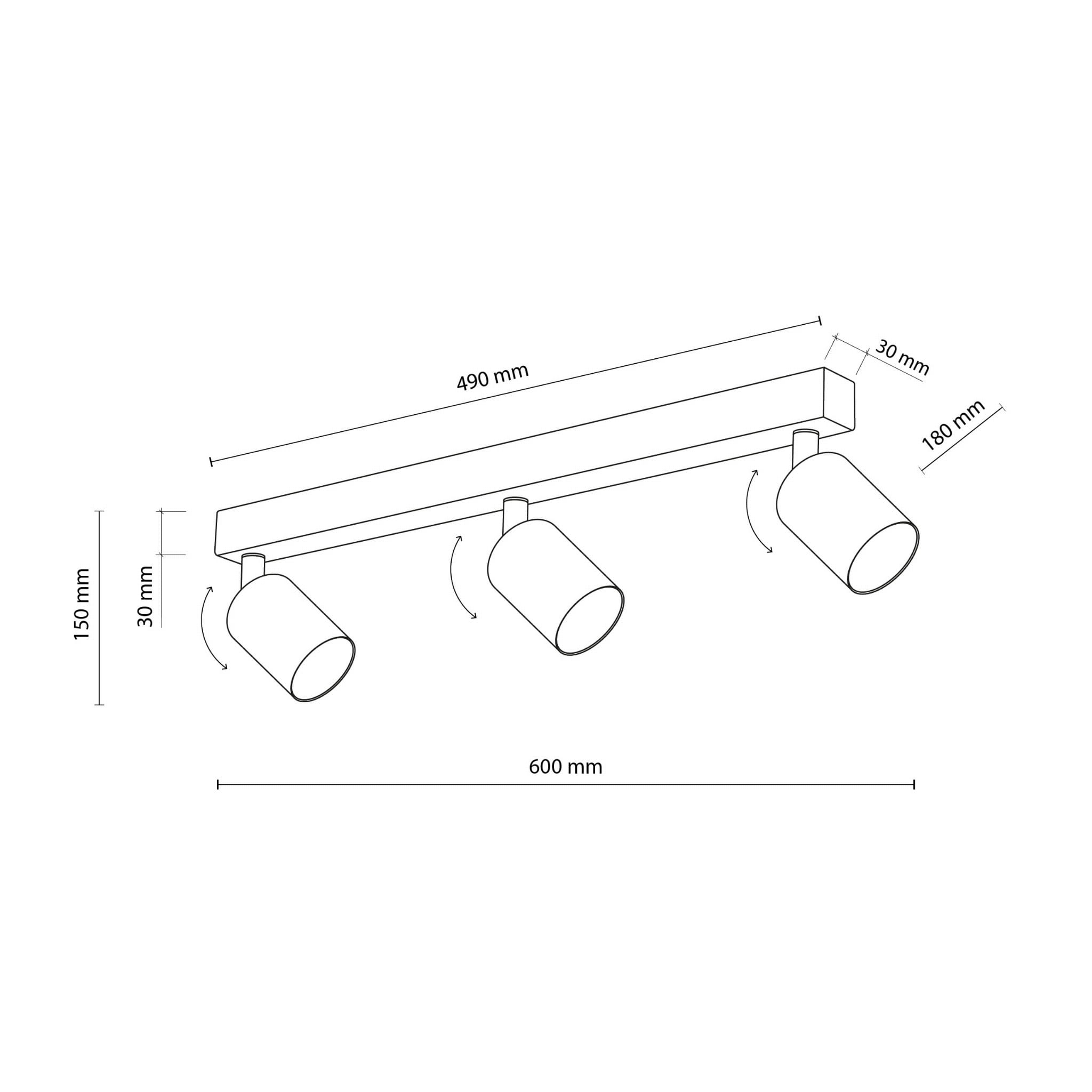 Plafon nowoczesny elegancki reflektory metalowe tuba czarny TK Lighting Top 6176 3x10W GU10