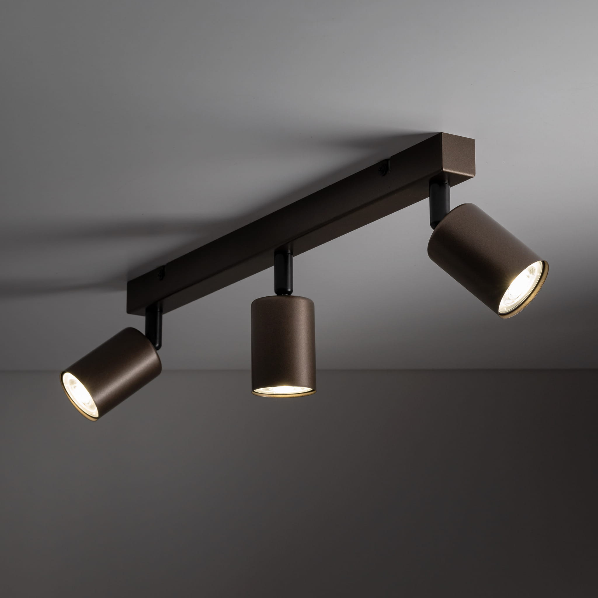 Plafon nowoczesny elegancki reflektory metalowe tuba brązowy TK Lighting Top 6181 3x10W GU10