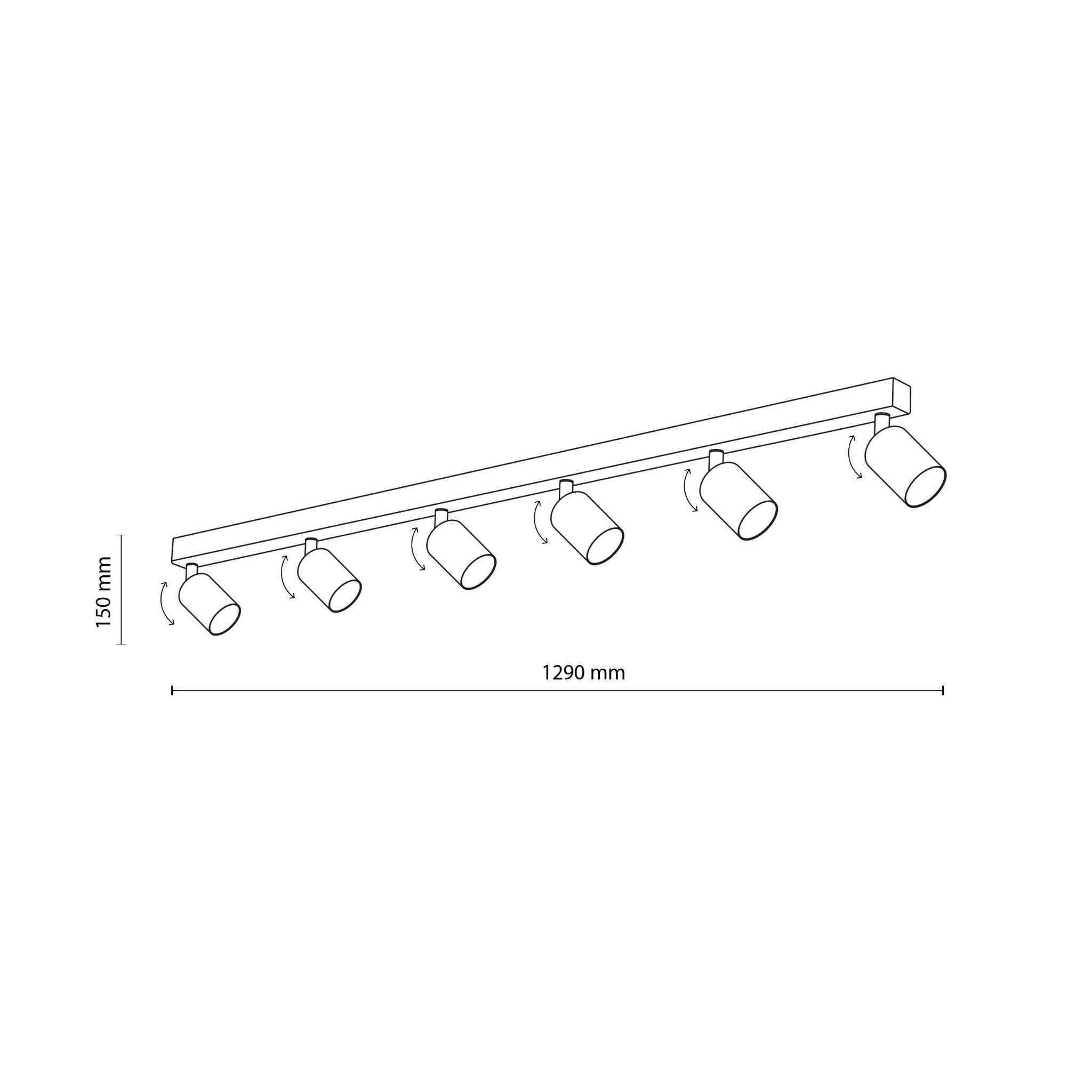Plafon nowoczesny elegancki reflektory metalowe tuba brązowy TK Lighting Top 6183 6x10W GU10