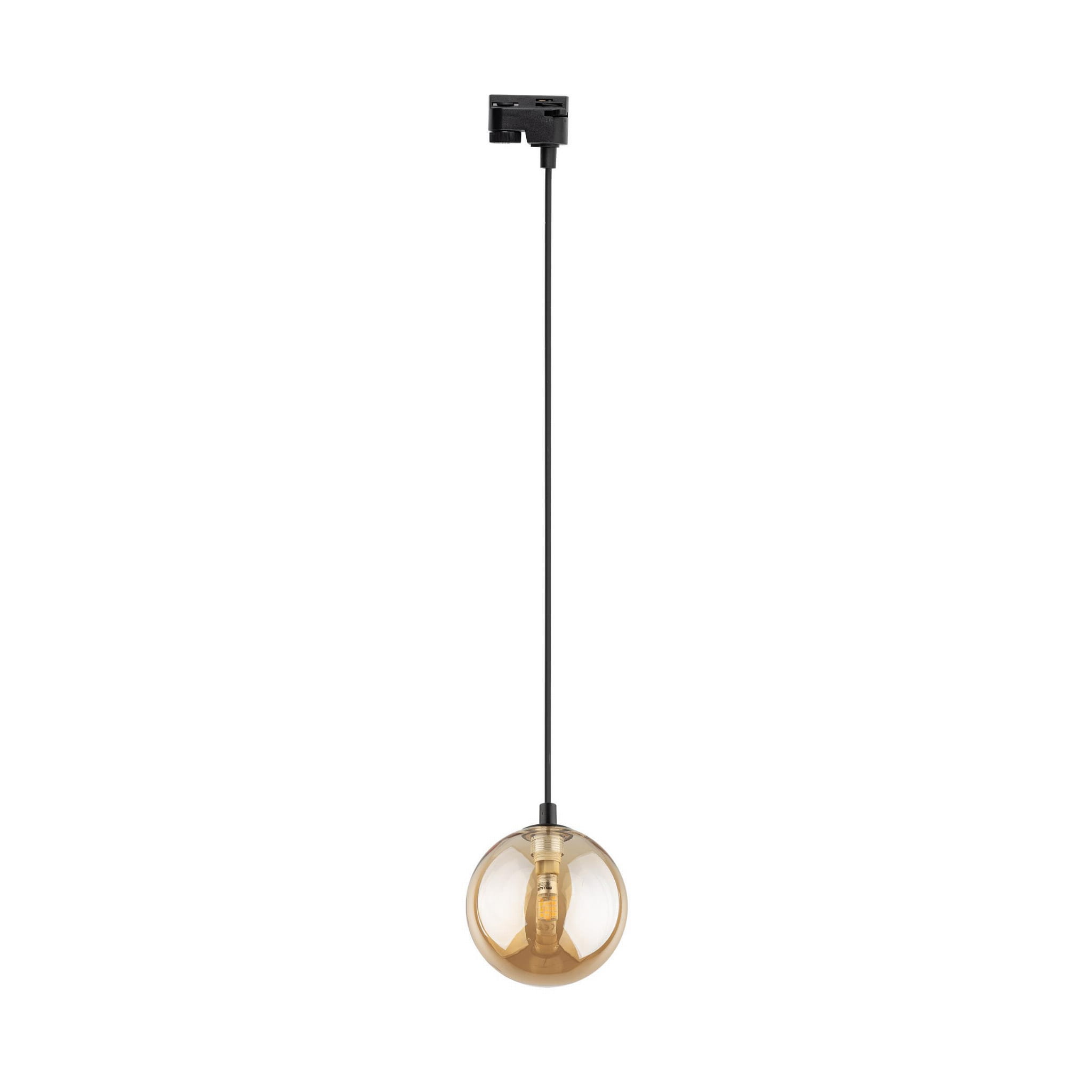 Lampa wisząca do systemu szynowego 1-fazowego Tracer nowoczesny loft klosz szklany kula bursztynowa czarna TK Lighting Tracer 4928 1x6W G9