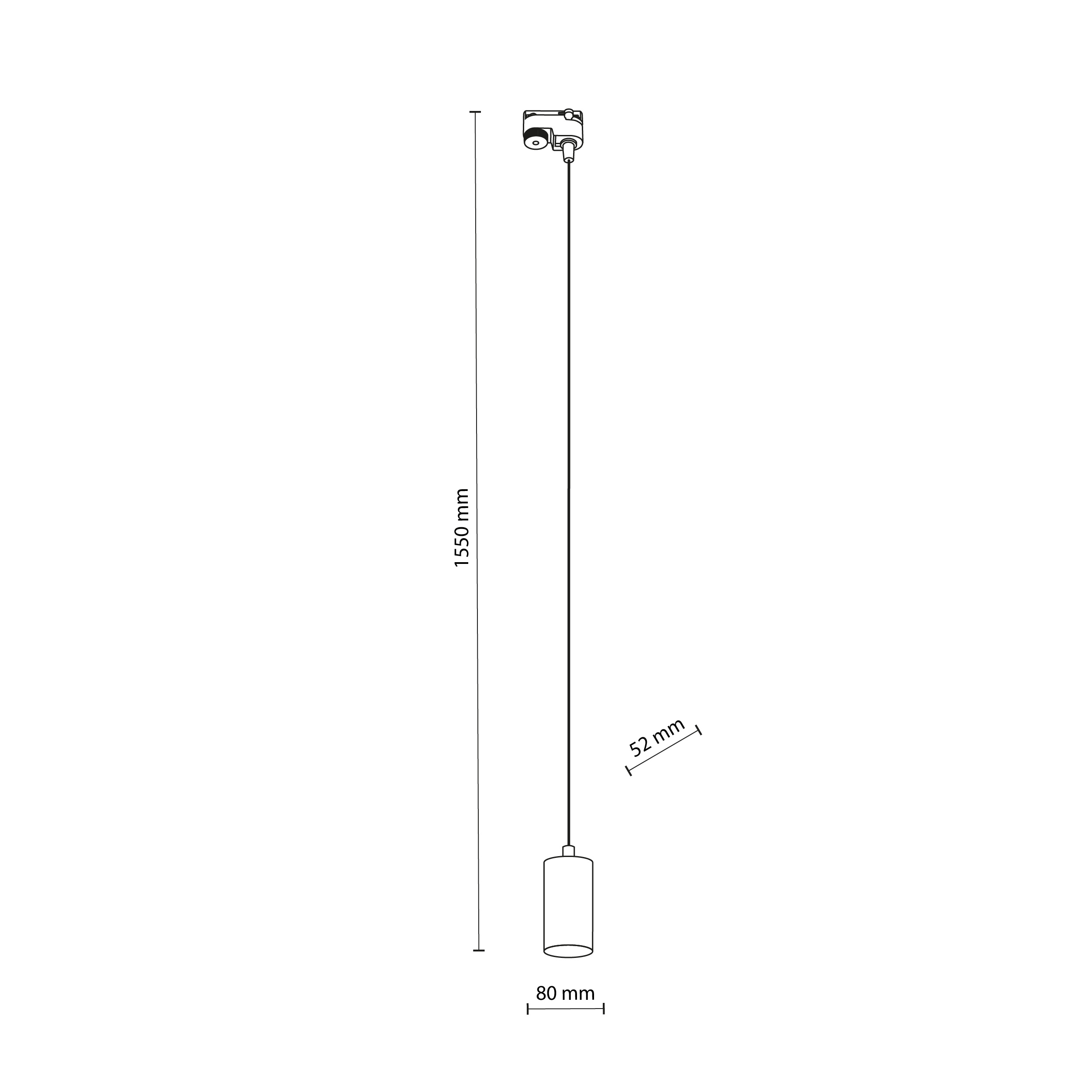 Lampa wisząca do systemu szynowego 1-fazowego Tracer nowoczesna loft metalowa tuba czarna TK Lighting Tracer 4933 1x10W GU10