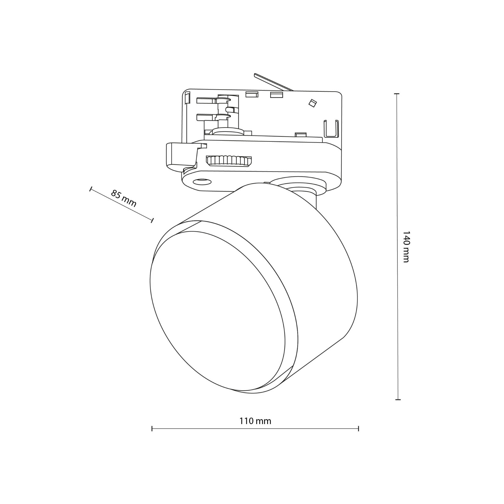 LAMPA SUFITOWA PUNKTOWA OKRĄGŁY reflektorek do systemu szynowego 3-fazowego czarna TK Lighting 6061 1x11W GX53