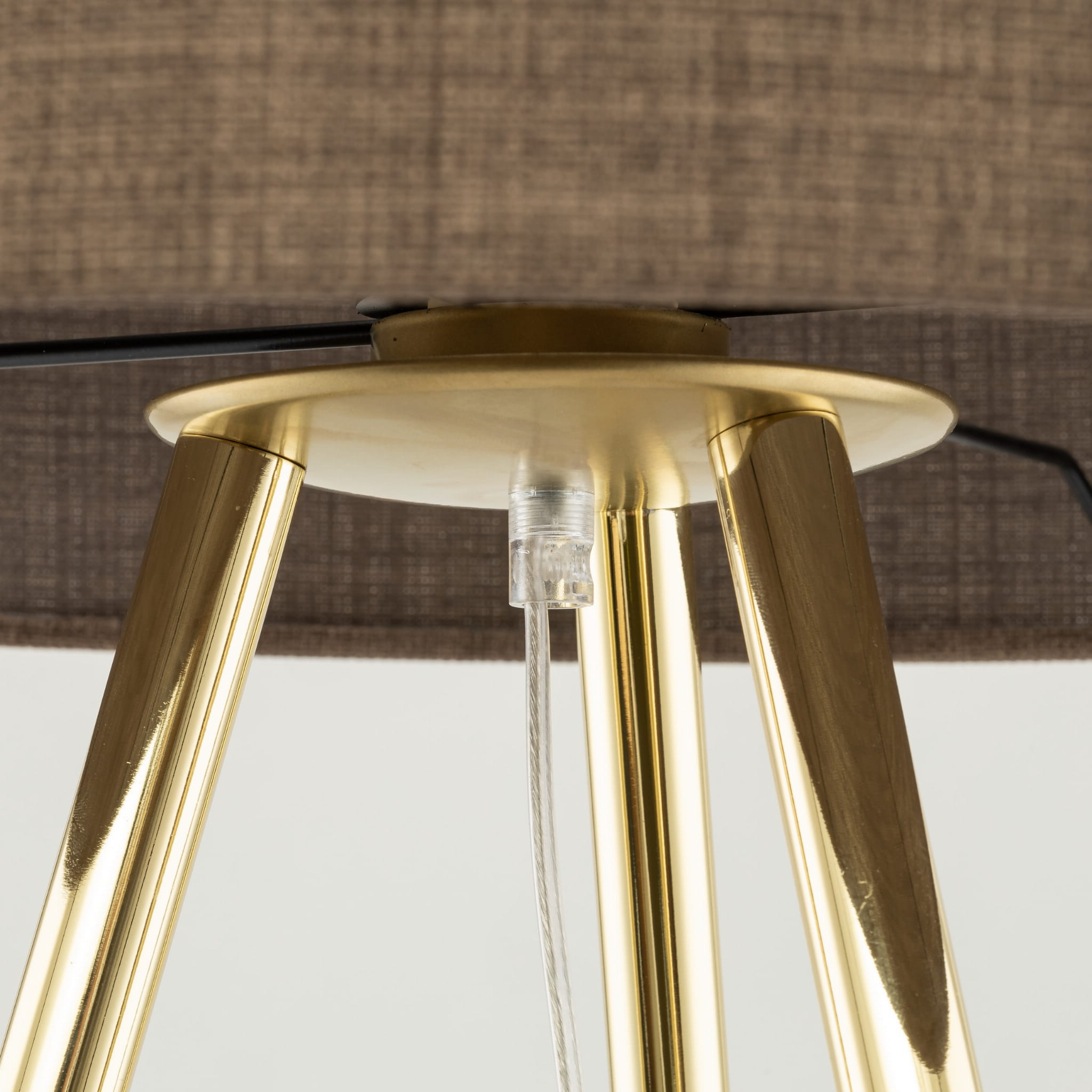 Lampa podłogowa nowoczesna elegancka loft glamour pręty abażur materiałowy brązowa złota TK Lighting Umberto 16032 1x15W E27