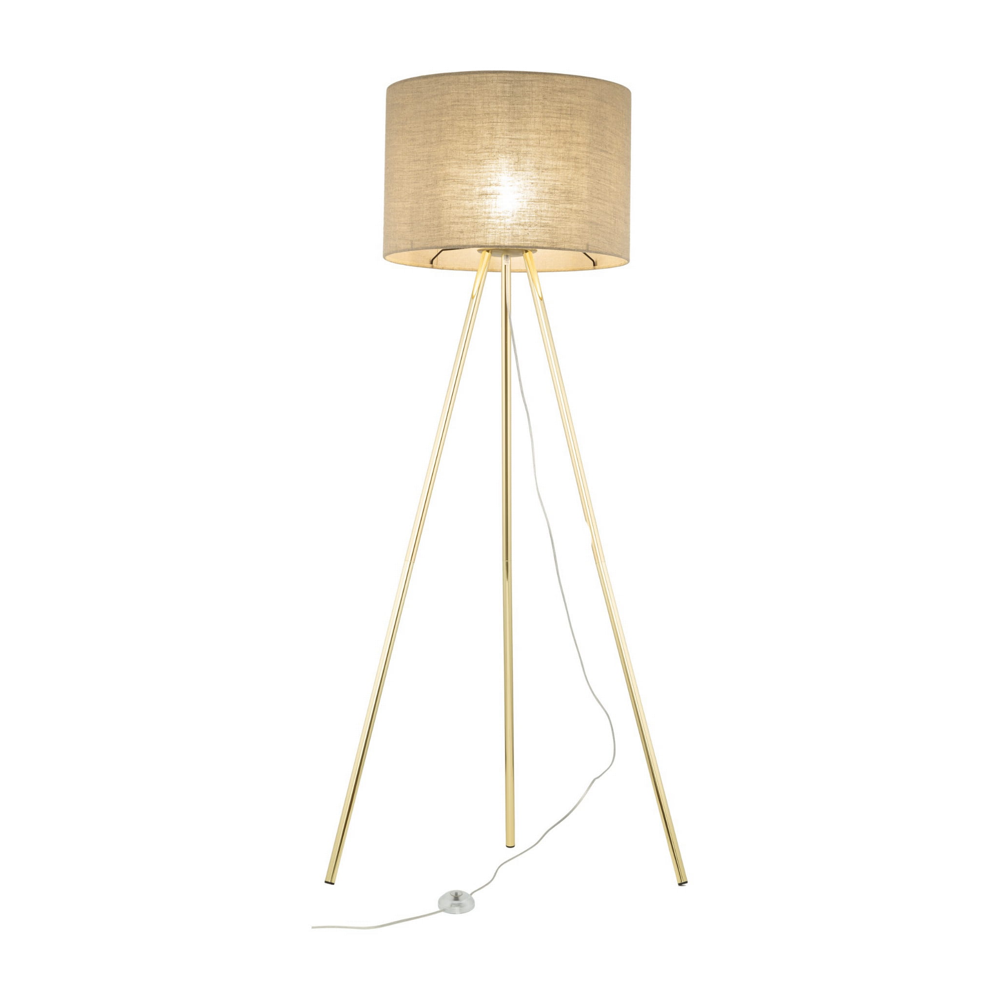 Lampa podłogowa nowoczesna elegancka loft glamour pręty abażur materiałowy złota beżowa TK Lighting Umberto 16036 1x15W E27