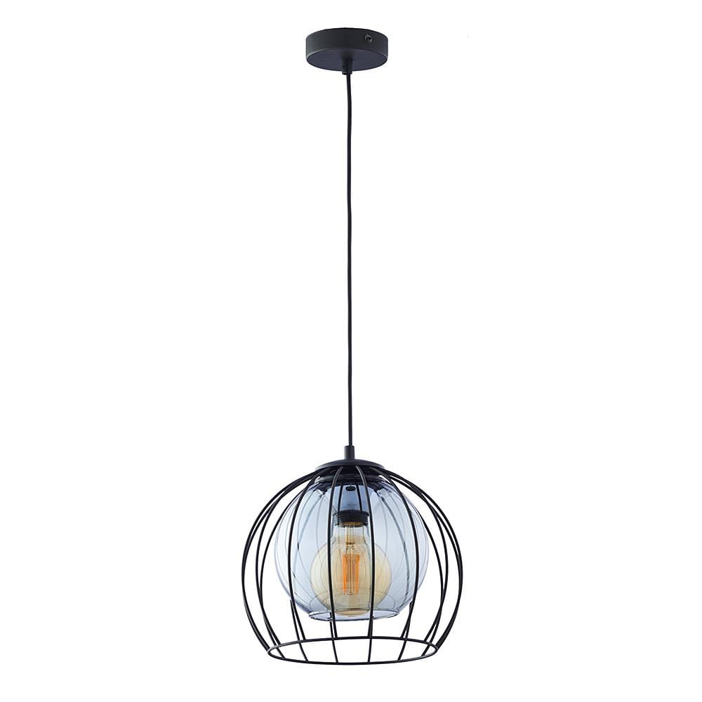 Lampa wisząca druciany metalowy klosz TK Lighting Universo 3154 1x16W E27 26cm czarna grafitowa