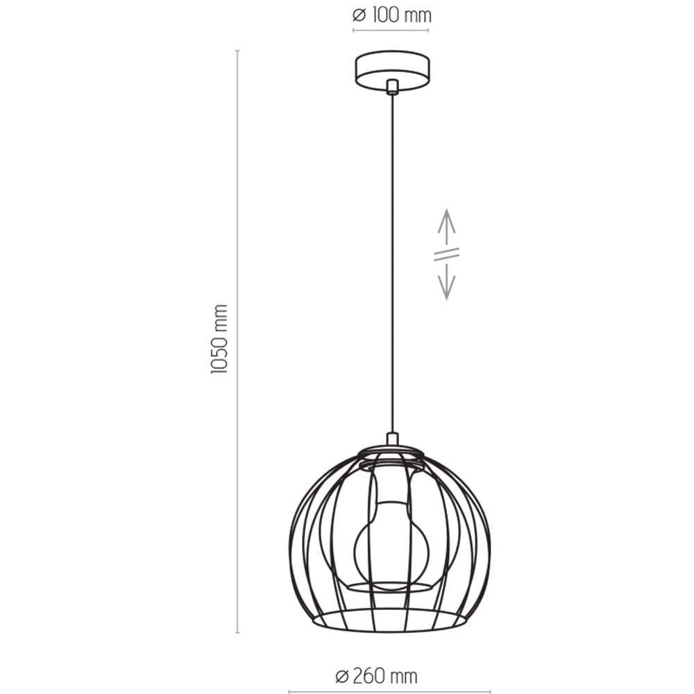 Lampa wisząca druciany metalowy klosz TK Lighting Universo 3154 1x16W E27 26cm czarna grafitowa