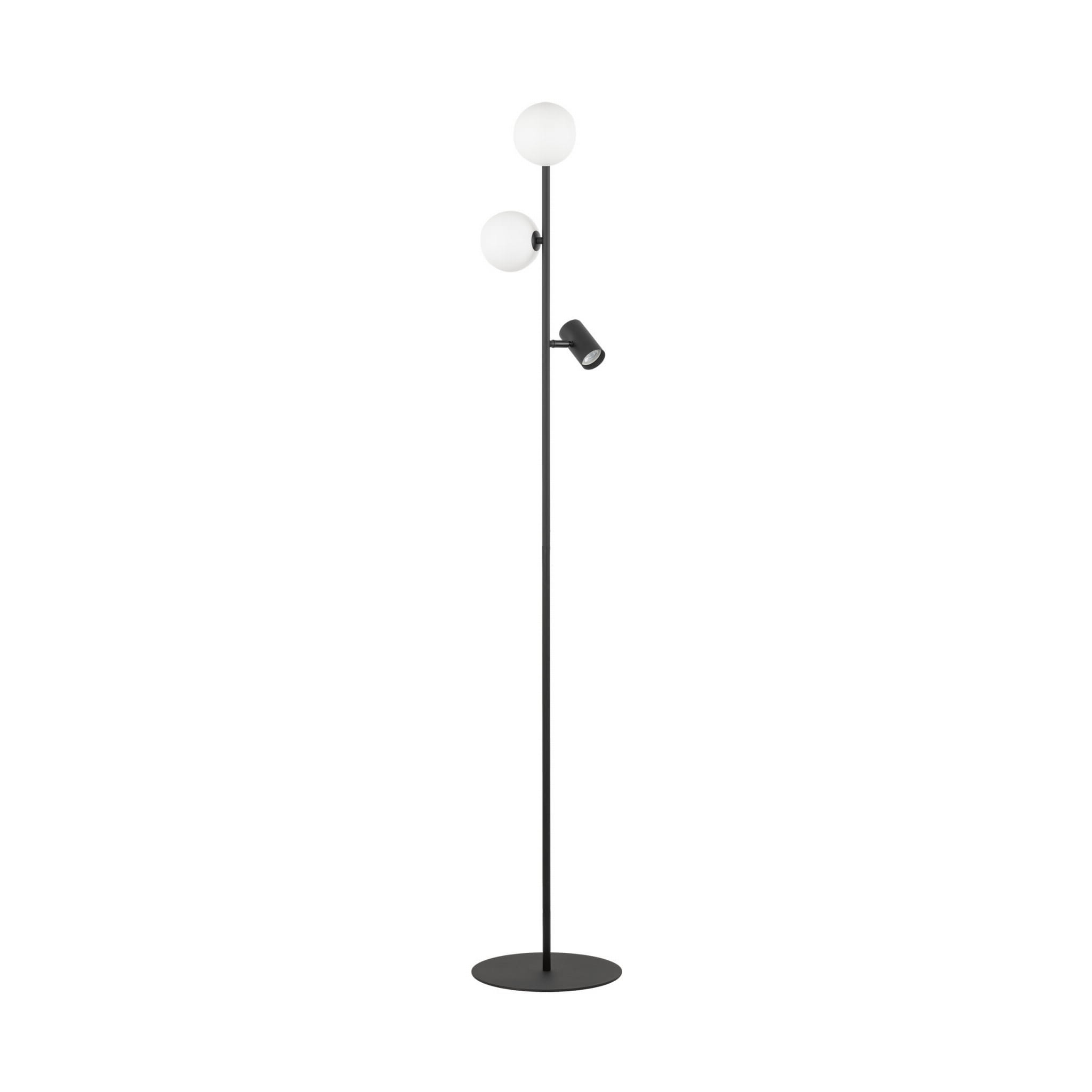 Lampa podłogowa nowoczesna skandynawska loft słupek rurka reflektor klosz szklany kule czarna biała TK Lighting Vox 16063 2x10W GU10 1x8W G9