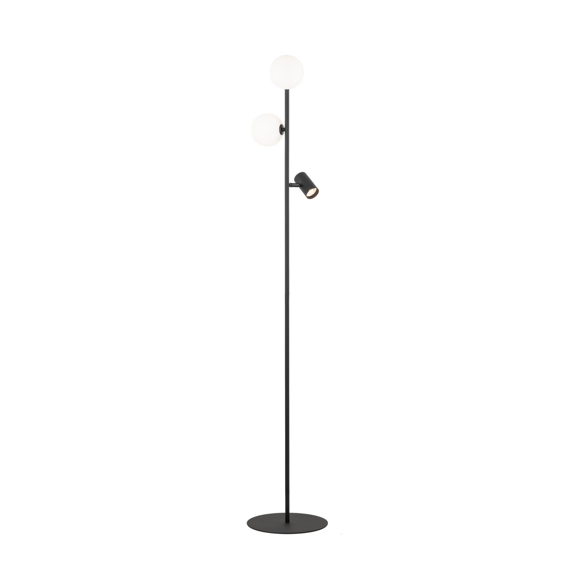 Lampa podłogowa nowoczesna skandynawska loft słupek rurka reflektor klosz szklany kule czarna biała TK Lighting Vox 16063 2x10W GU10 1x8W G9